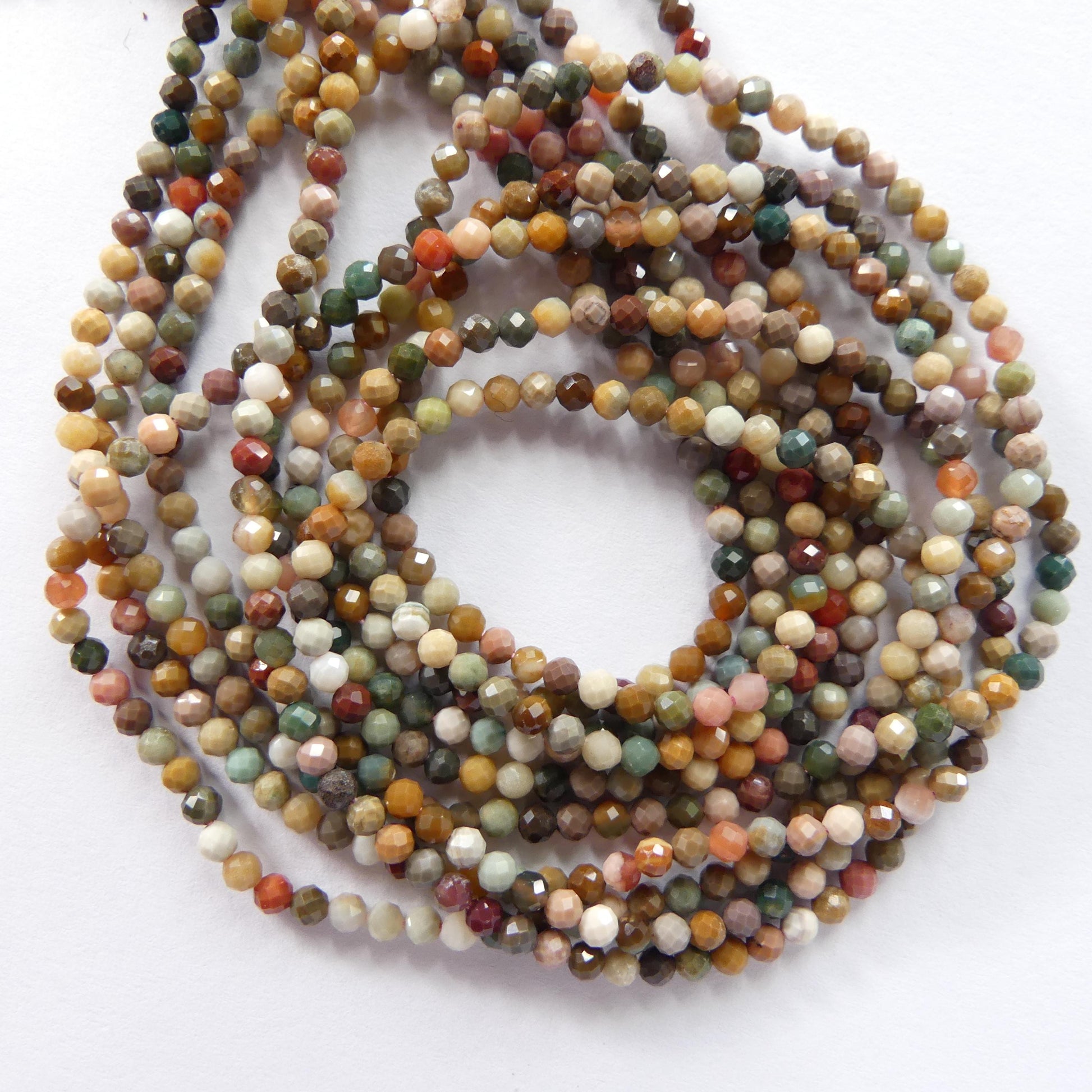 2.5mm Ocean Jasper Faceted Beads Genuine Small Tiny Fancy Jasper Beads 15" Gemstone Beads for Jewelry Making Beading Gift Crafter
