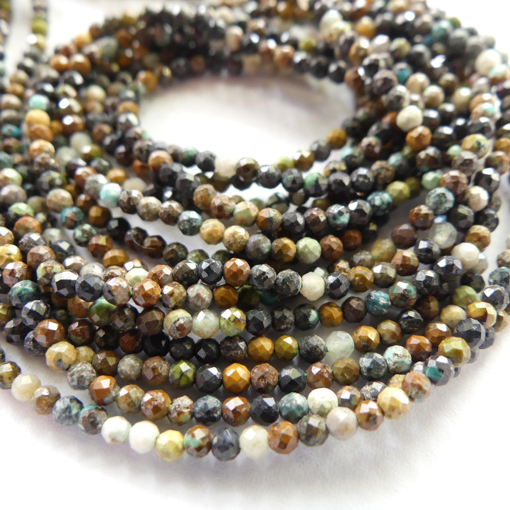 2mm African Turquoise Faceted Beads 15" Turquoise Genuine Gemstone Beads for Jewelry Making Beading Craft Gift Beads December Birthstone