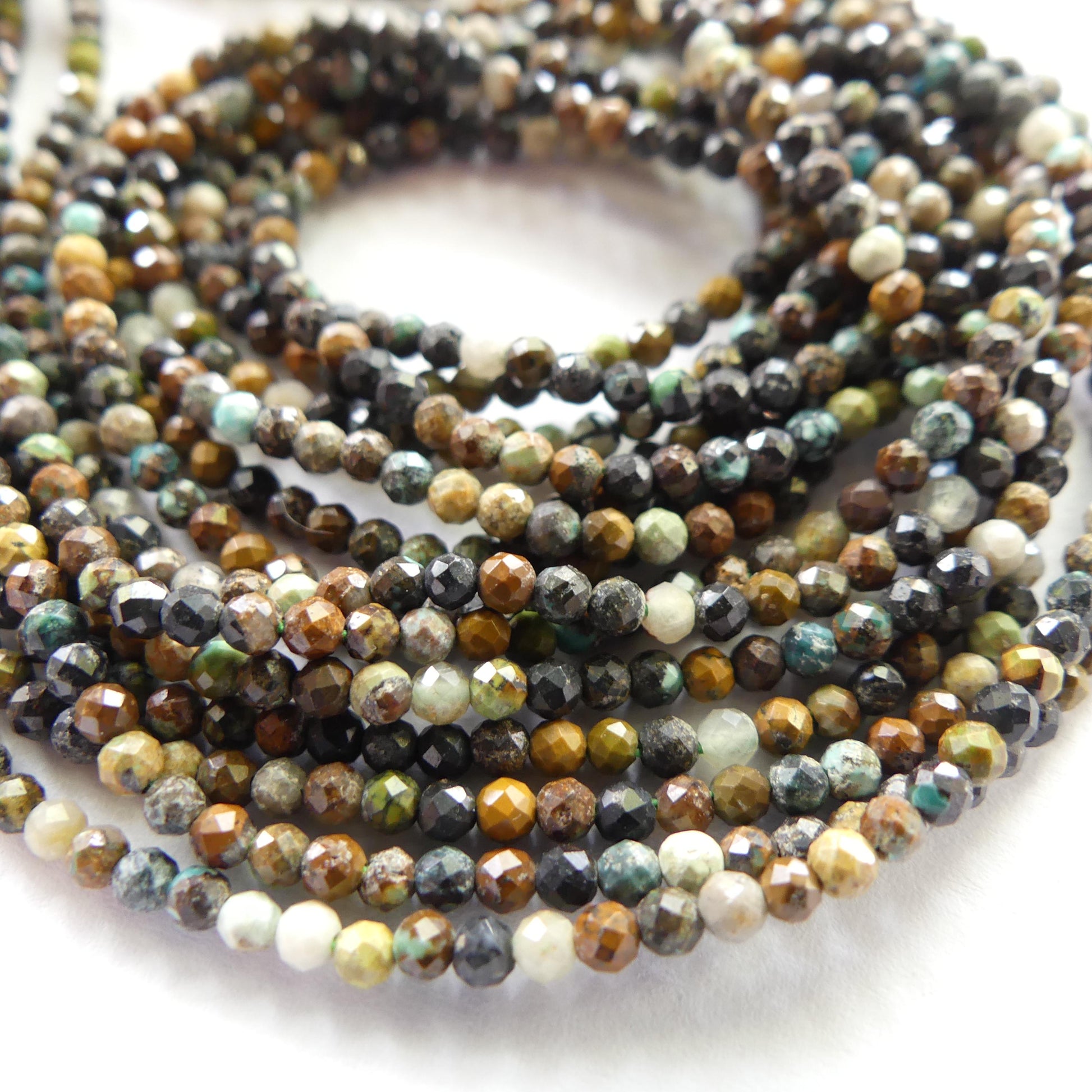 2mm African Turquoise Faceted Beads 15" Turquoise Genuine Gemstone Beads for Jewelry Making Beading Craft Gift Beads December Birthstone