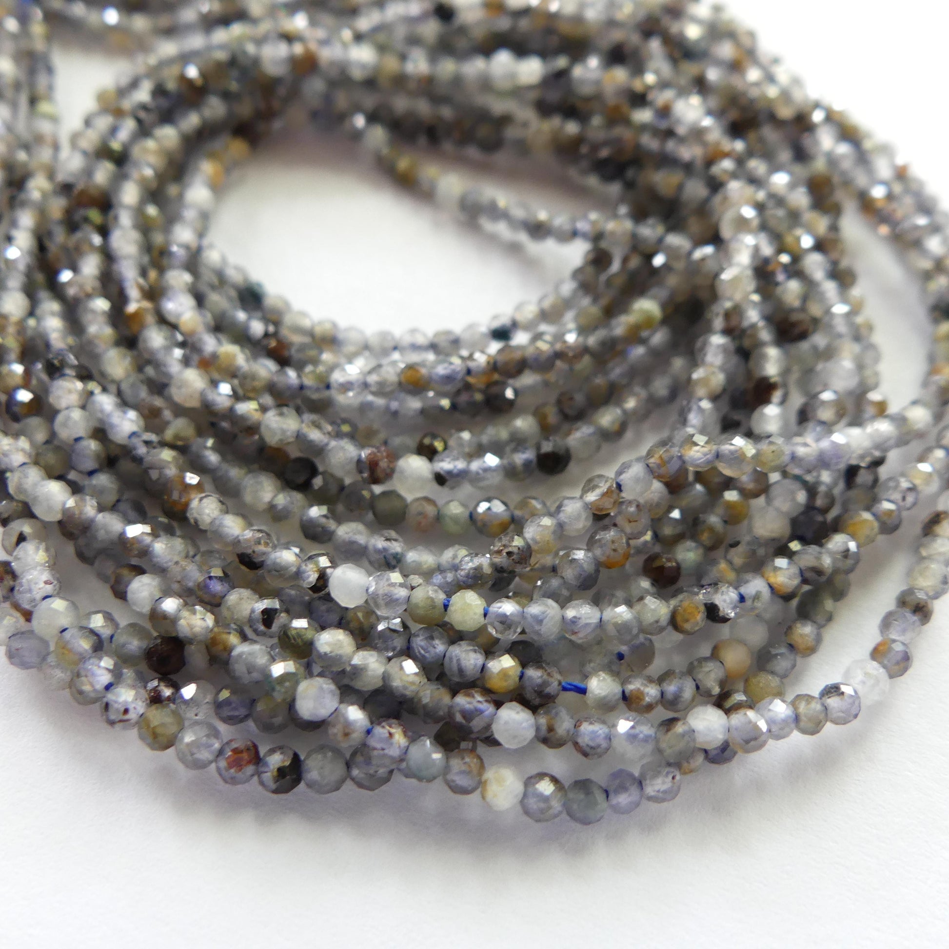 2mm Cordierite Micro Faceted Beads Genuine Beads 15" Sparkly Gemstone Beads Iolite Beading Crafter Gift for Jewelry Making Gift