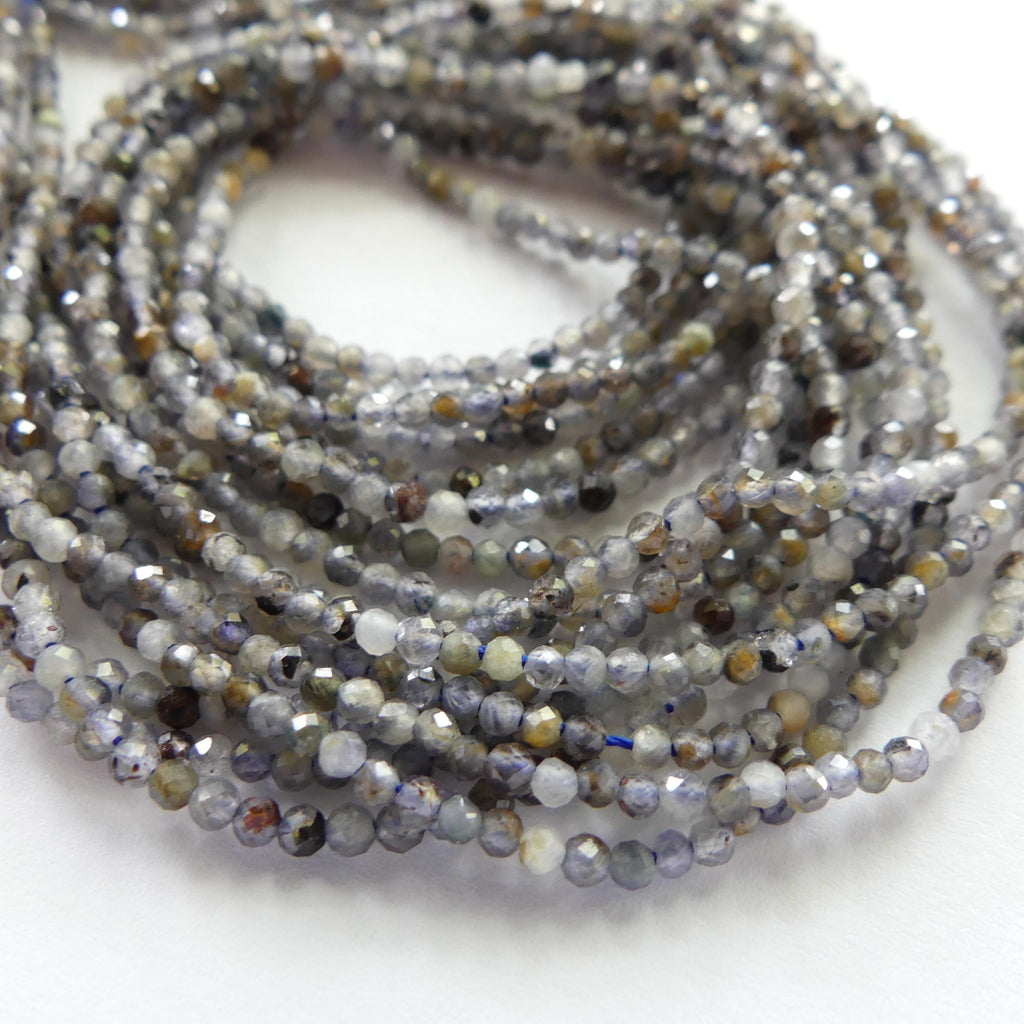 2mm Cordierite Micro Faceted Beads Genuine Beads 15" Sparkly Gemstone Beads Iolite Beading Crafter Gift for Jewelry Making Gift