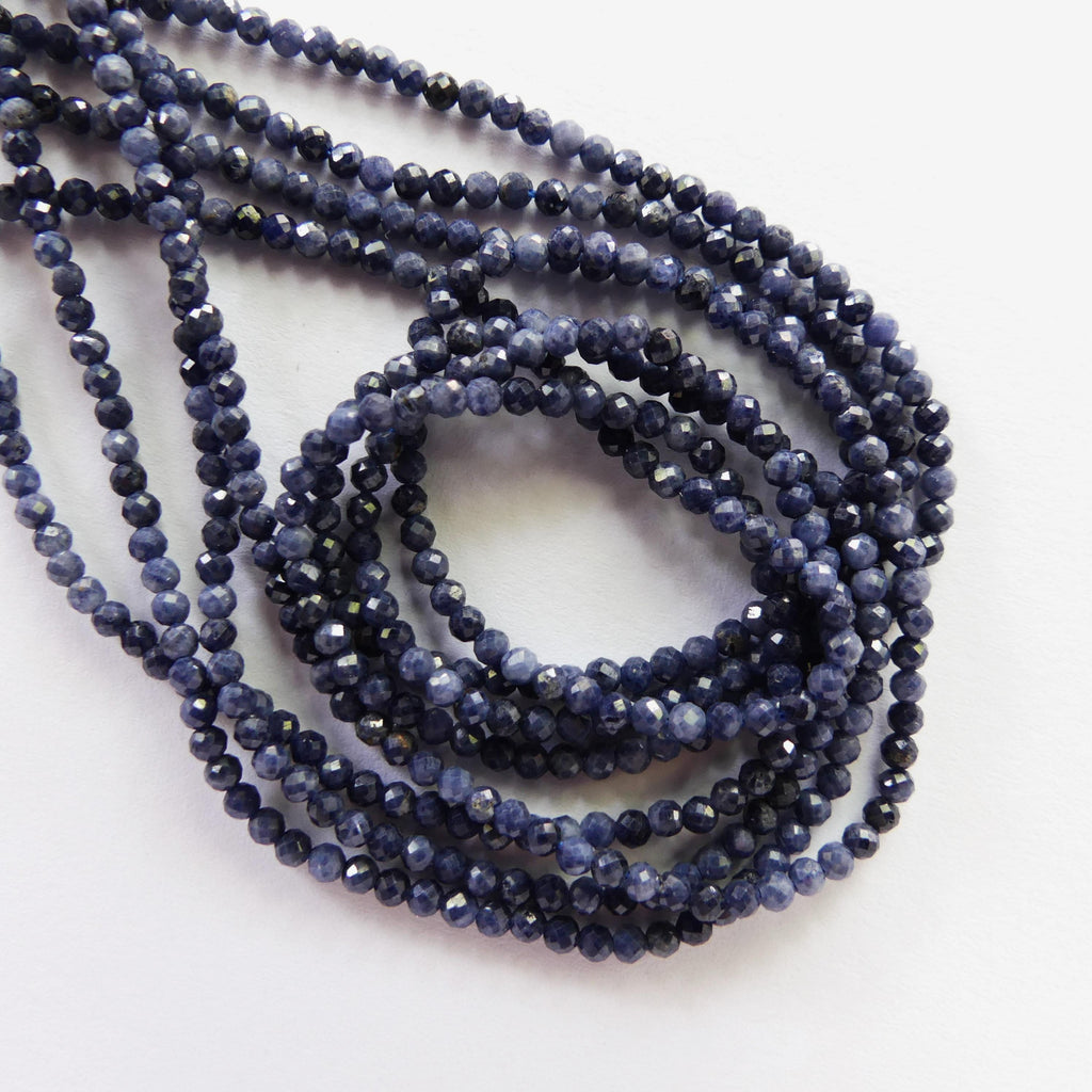 2mm Natural Raw Sapphire Beads Micro Faceted 15" Genuine Gemstone Beads Jewelry Making Beading Craft Gift September Birthstone