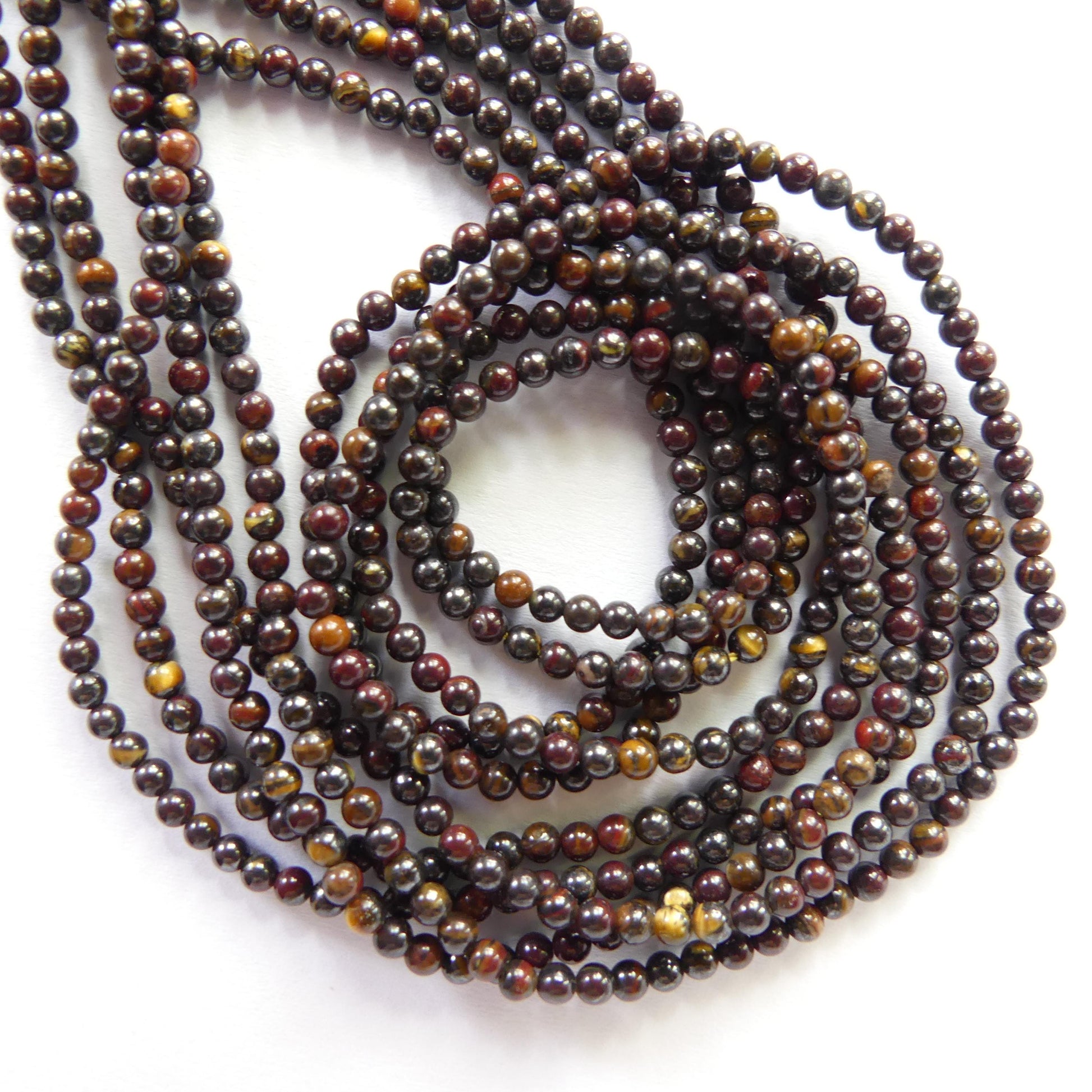 2mm Tigers Iron Beads Smooth Genuine Tiny Beads 15" Gemstone Beads for Jewelry Making Beading Craft Gift Seed Beads Brown