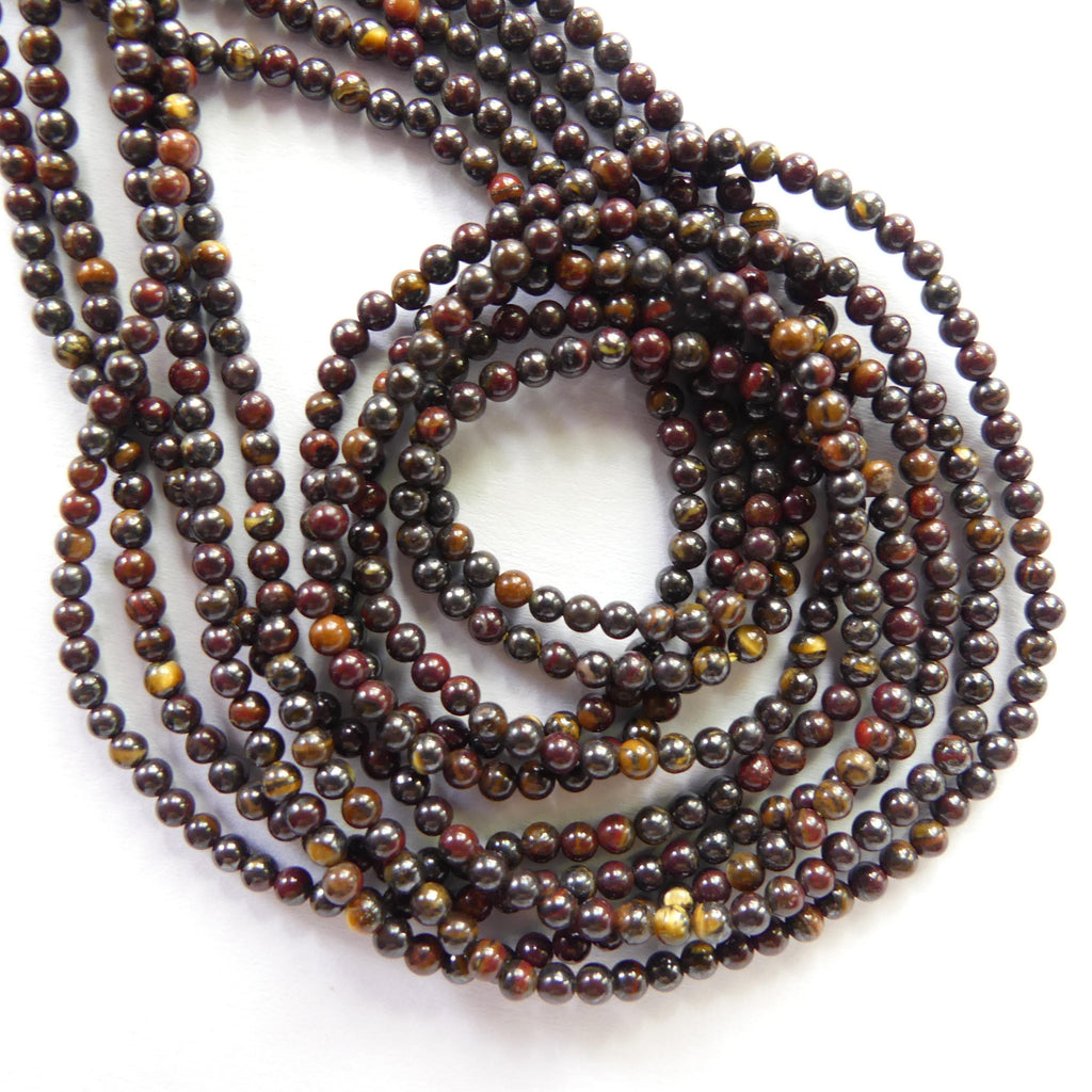 2mm Tigers Iron Beads Smooth Genuine Tiny Beads 15" Gemstone Beads for Jewelry Making Beading Craft Gift Seed Beads Brown