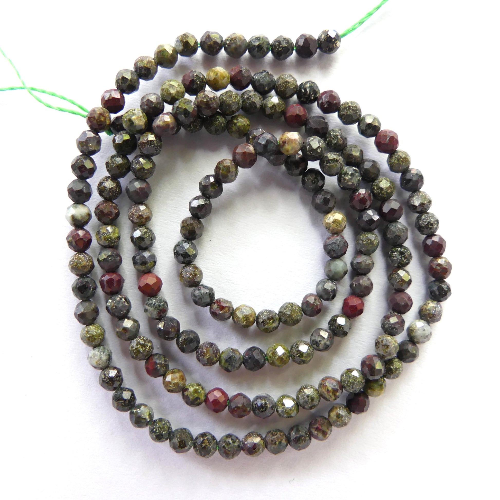 2.5mm Dragon Bloodstone Beads Faceted Genuine Dragon Blood Jasper Beads 15" Gemstone Beads for DIY Jewelry Making Gift for Crafter