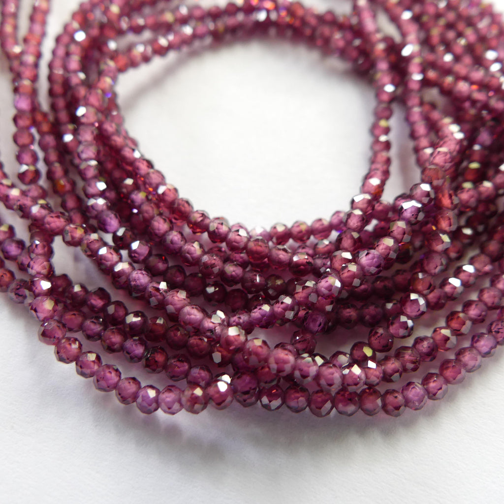 2mm AAA Rhodolite Garnet Beads Faceted Beads 15" Natural Purple Garnet Gemstone Beads Beading Crafter Gift