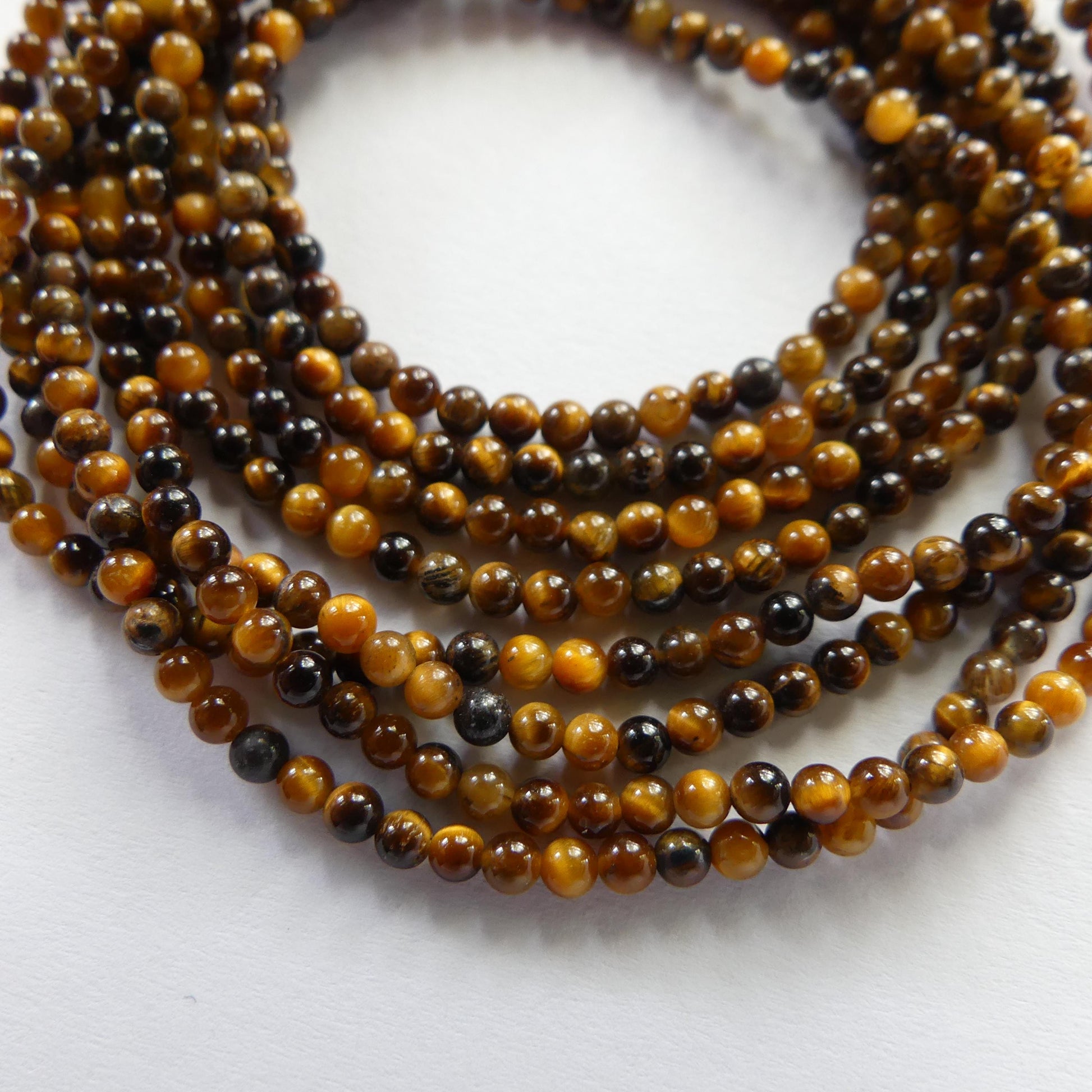 2mm Tiger's Eye Beads Smooth Tigers Eye Genuine Tiny Beads 15" Gemstone Beads for Jewelry Making Beading Craft Gift Seed Beads Brown