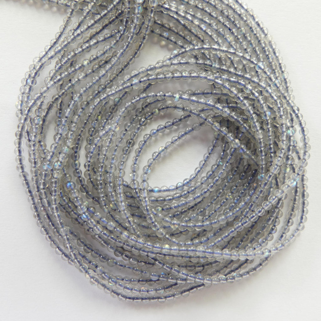 2mm AAA Labradorite Smooth Beads Genuine Blue Flash Beads 15" Gemstone Beads for DIY Jewelry Making Crafter Gift Beading