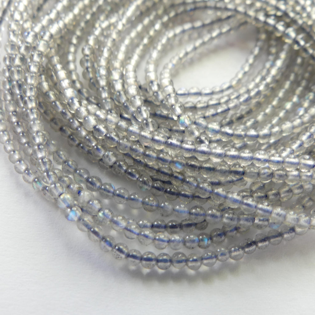 2mm AAA Labradorite Smooth Beads Genuine Blue Flash Beads 15" Gemstone Beads for DIY Jewelry Making Crafter Gift Beading