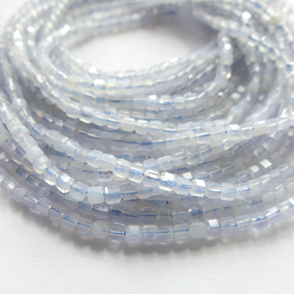 2mm Natural Blue Lace Agate Faceted Cube Beads 15" Pale Blue Genuine Gemstone Beads for Jewelry Making Beading Craft Gift