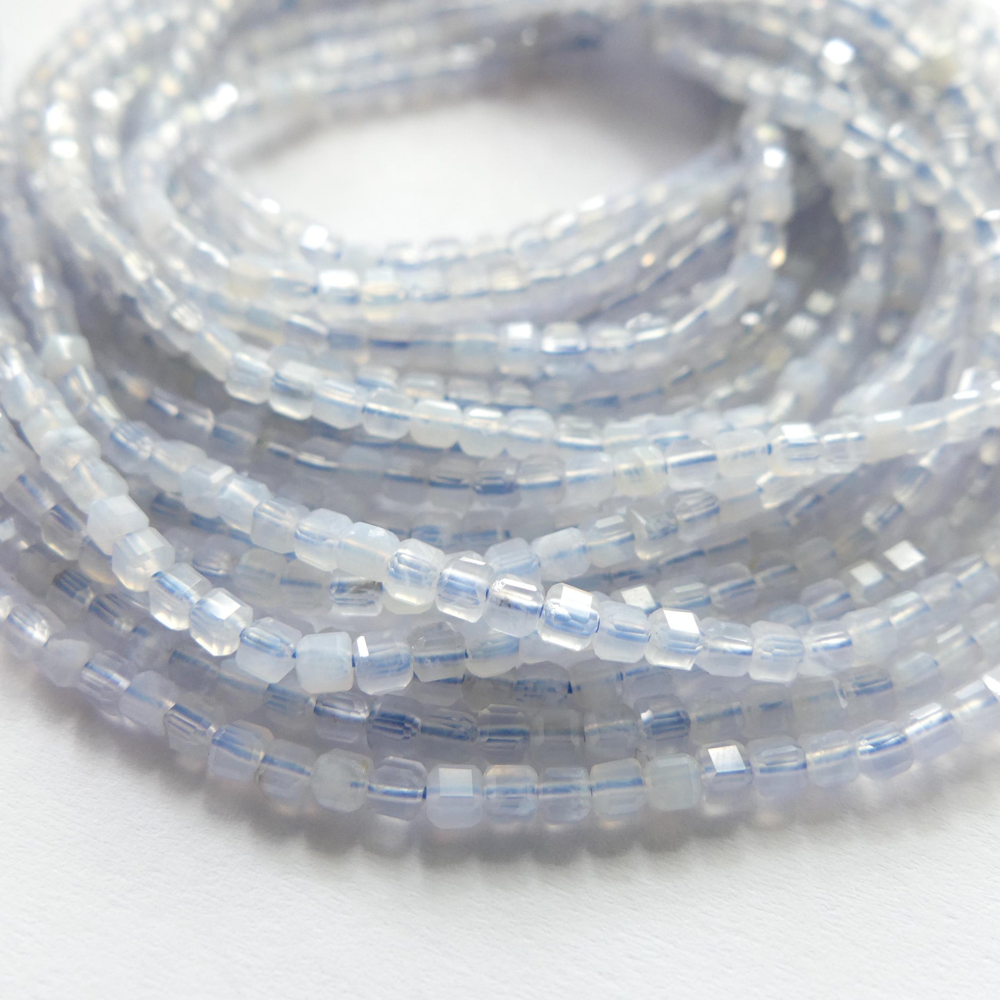 2mm Natural Blue Lace Agate Faceted Cube Beads 15" Pale Blue Genuine Gemstone Beads for Jewelry Making Beading Craft Gift