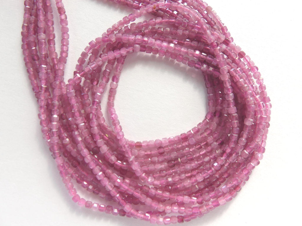 2mm Pink Tourmaline Cube Beads 15" Transparent Gemstone Beads for Jewelry Making Beading Gift for Crafters October Birthstone