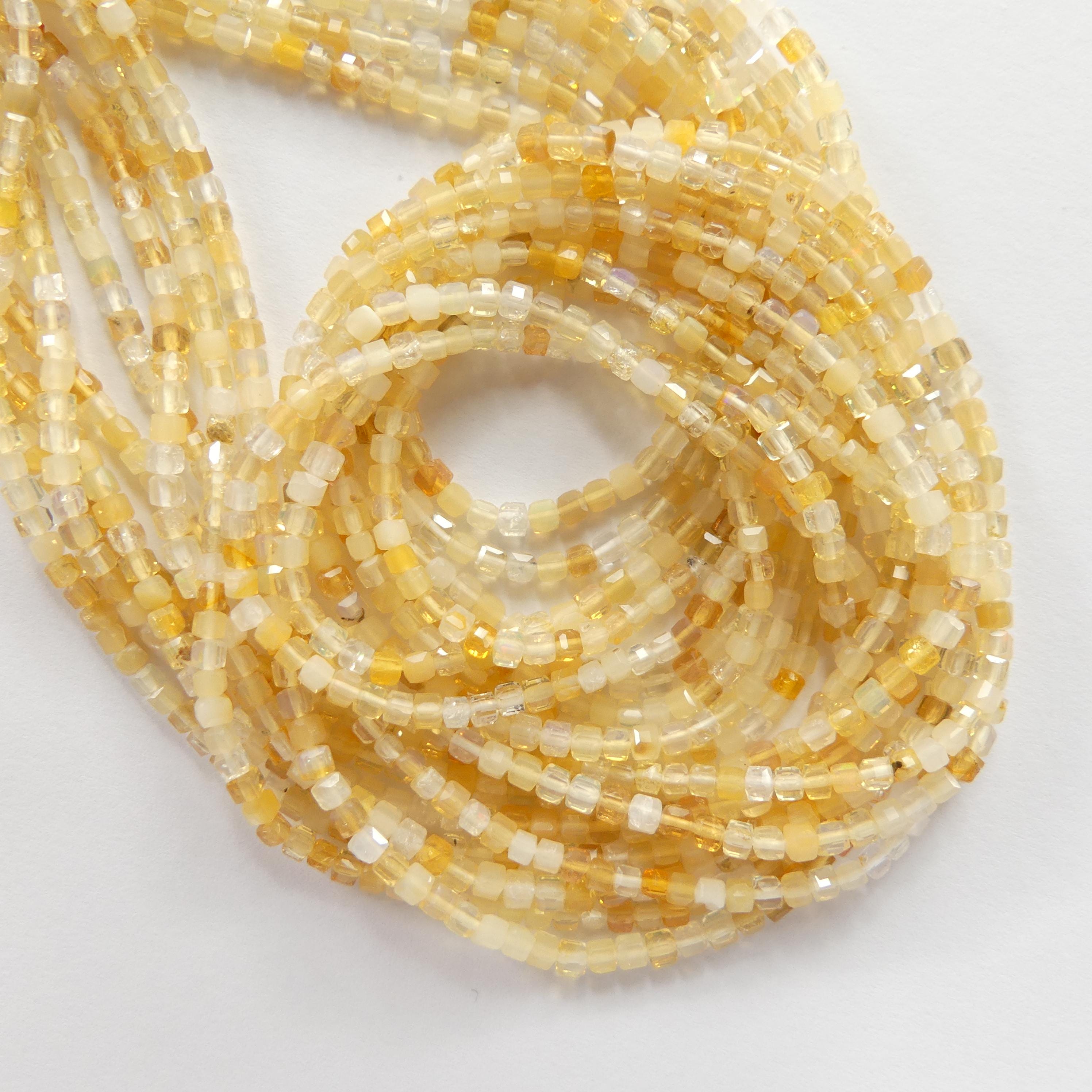 2mm Yellow Opal Beads Cube 15" Opal Genuine Gemstone Beads Natural Opal for Jewelry Making Beading Craft Gift Beads October birthstone