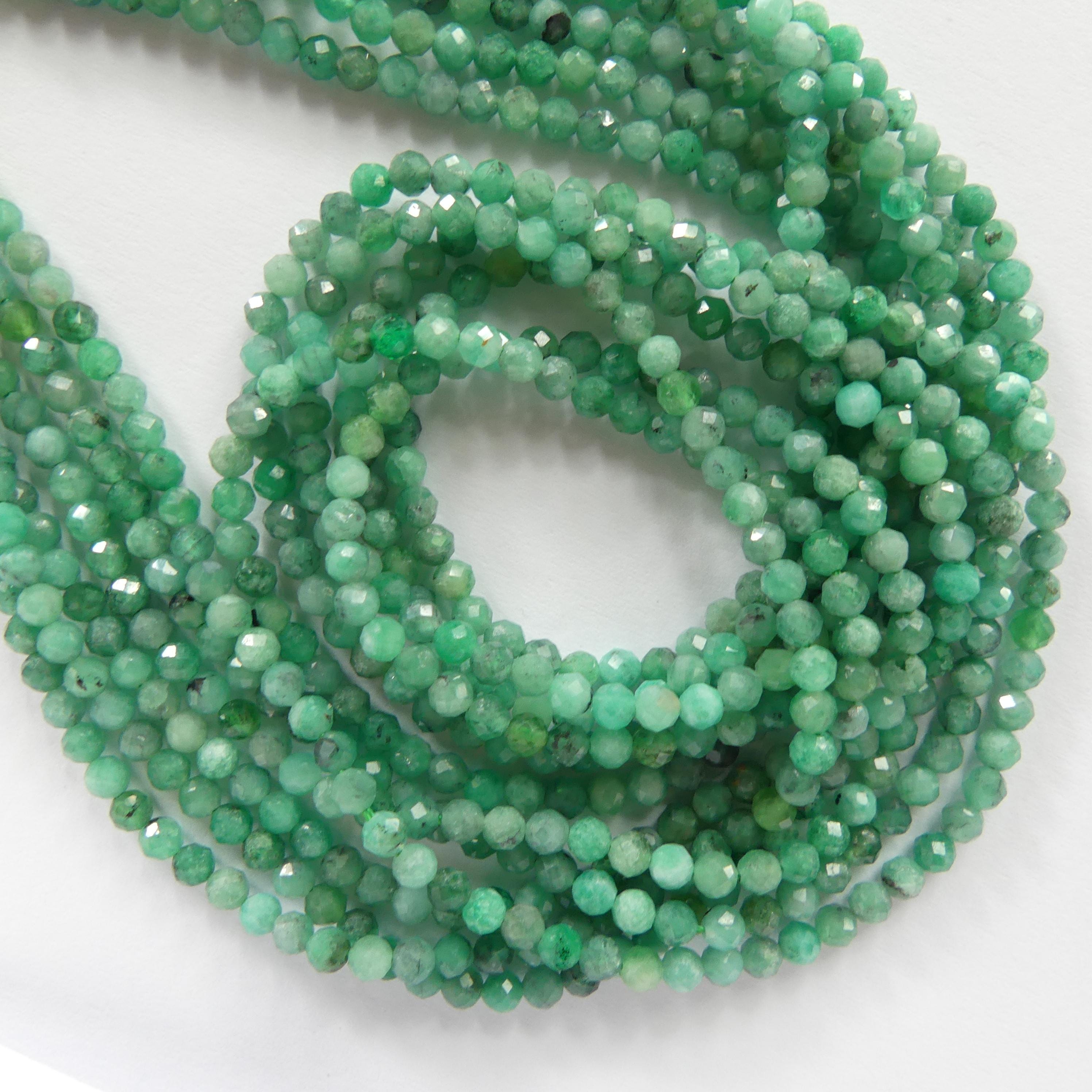 3mm AAA Natural Emerald Beads Micro Faceted 15" Raw Emerald Genuine Gemstone Beads Genuine Emerald for Jewelry Making Beading Craft Gift