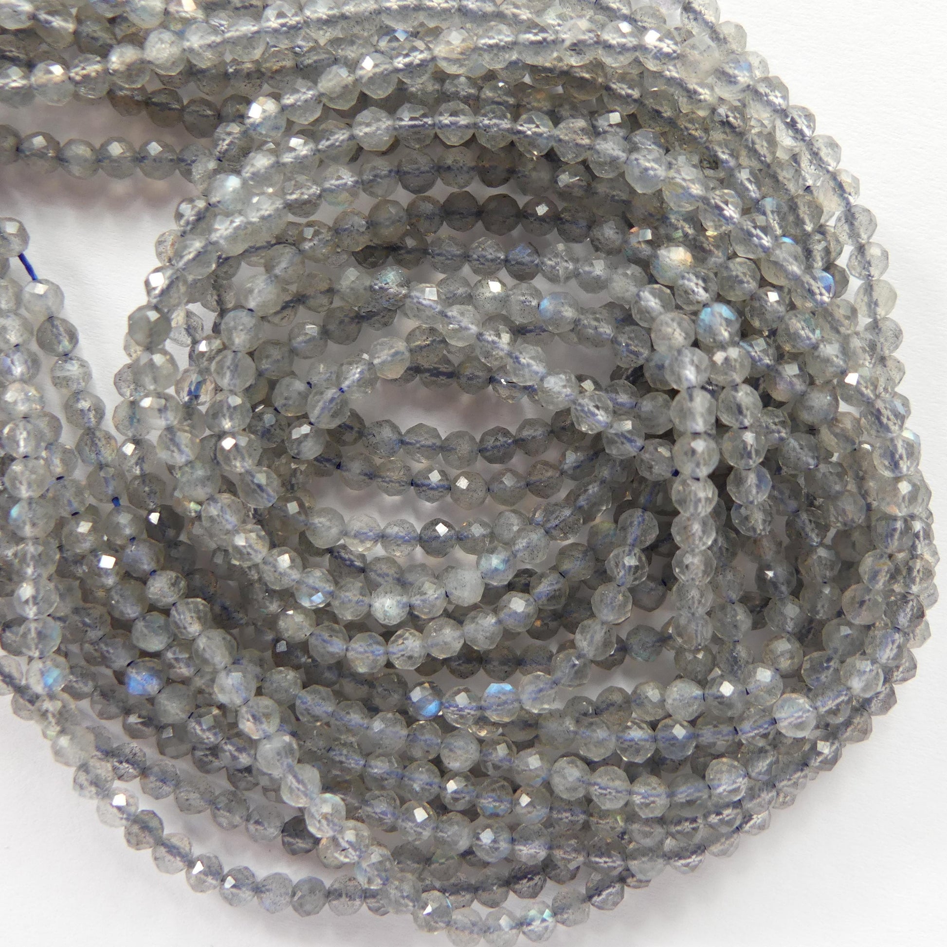 3mm AAA Labradorite Micro Faceted Beads Genuine Blue Flash Beads 15" Sparkly Gemstone Beads for DIY Jewelry Making Crafter Gift