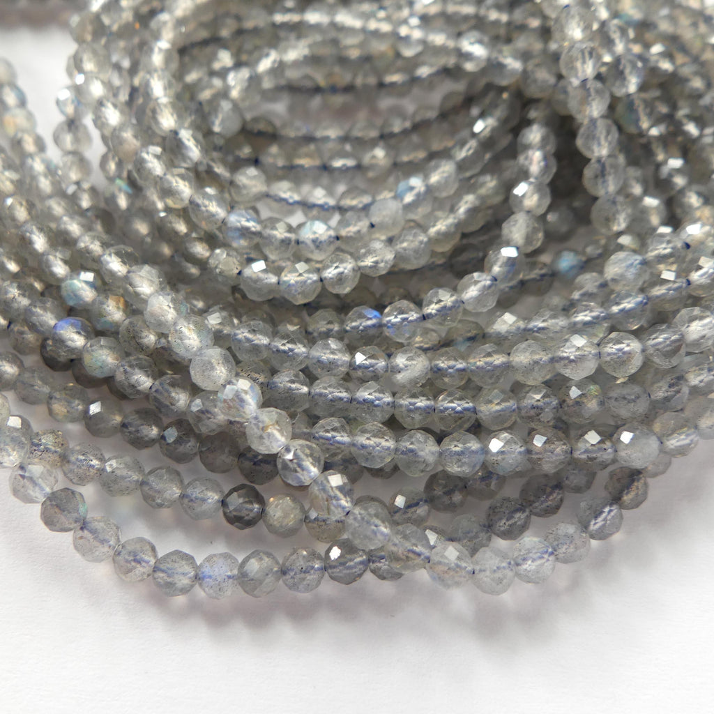 3mm AAA Labradorite Micro Faceted Beads Genuine Blue Flash Beads 15" Sparkly Gemstone Beads for DIY Jewelry Making Crafter Gift