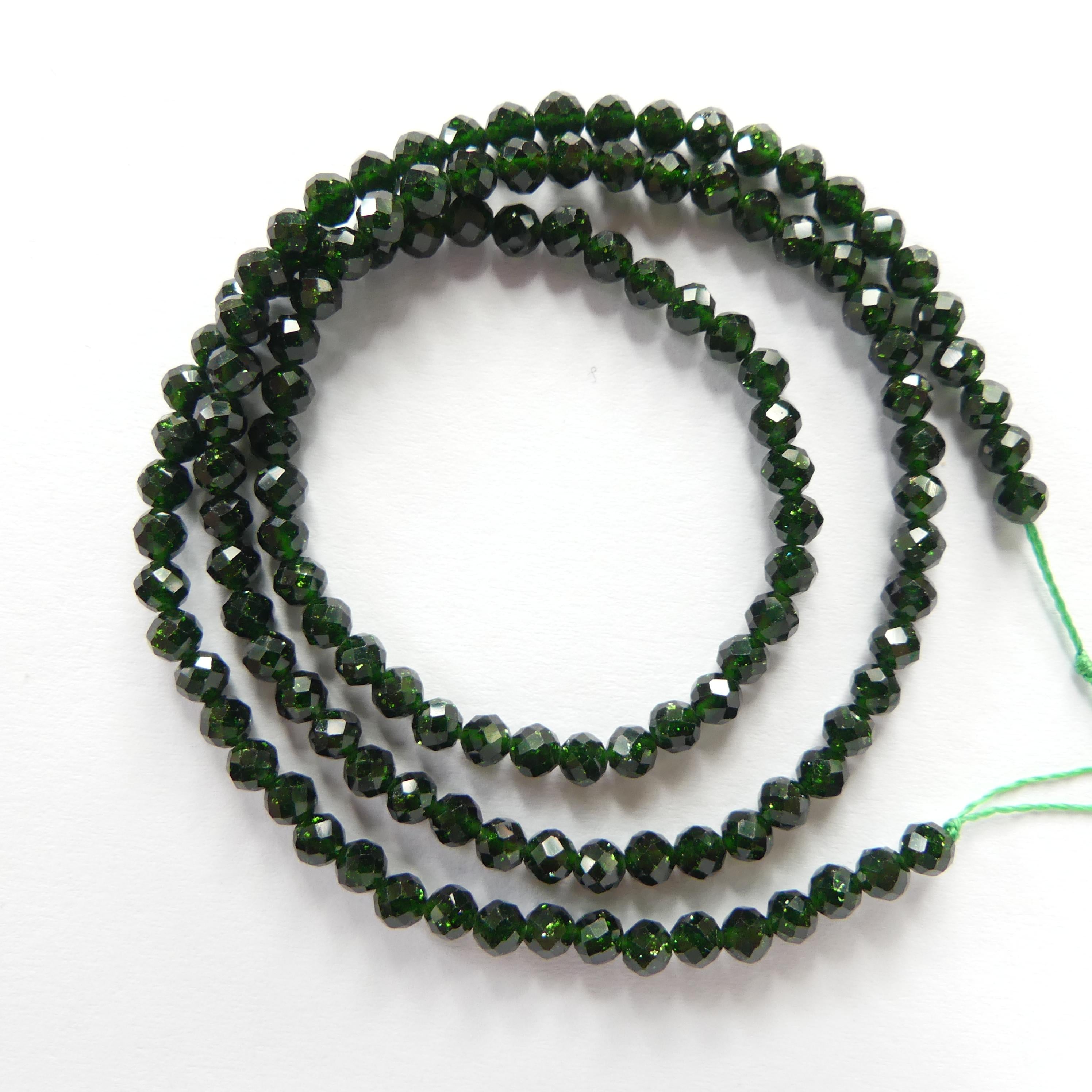 3mm Green Goldstone Faceted Beads 15" Sparkly Green Sandstone Gemstone Beads Jewelry Making Beading Craft Gift Good Luck
