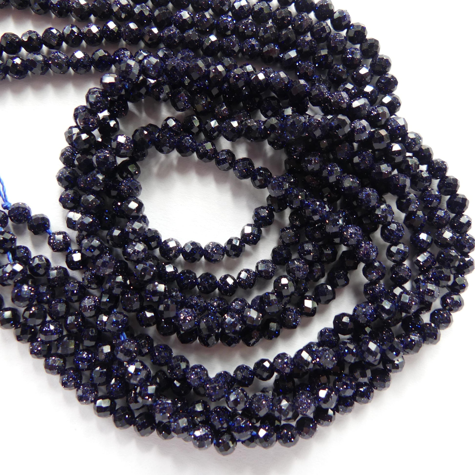 3mm Blue Goldstone Faceted Beads 15" Sparkly Blue Sandstone Gemstone Beads Jewelry Making Beading Craft Gift Good Luck