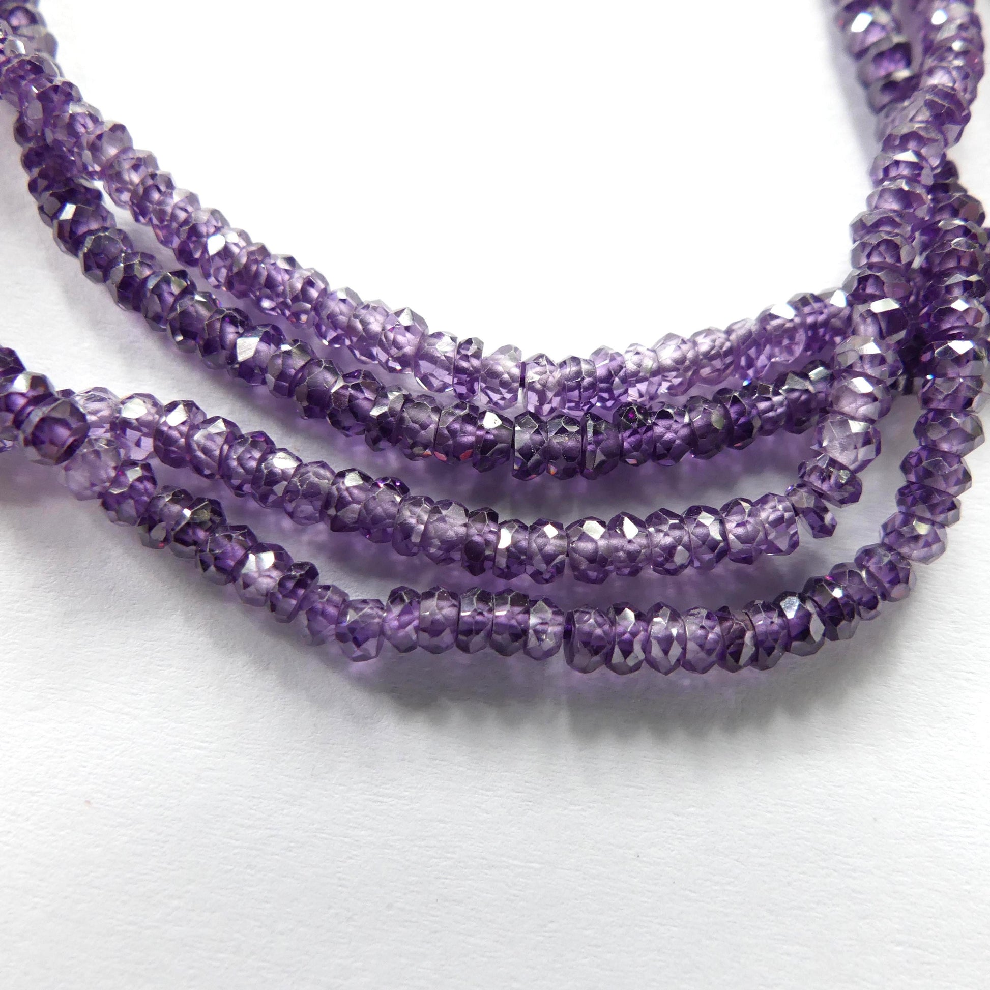 3mm Purple Cubic Zirconia Beads 14" Purple Zircon Rondel Beads Sparkly for Jewelry Making Beading Crafter Gift