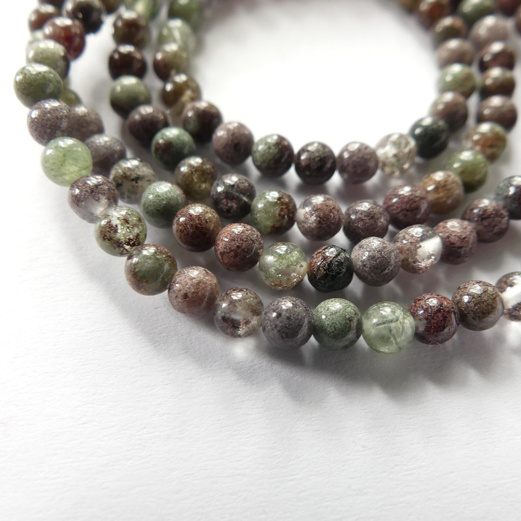 3mm Lodolite Beads Smooth Genuine Beads 15" Ghost Quartz Gemstone Beads for DIY Jewelry Making Crafter Gift