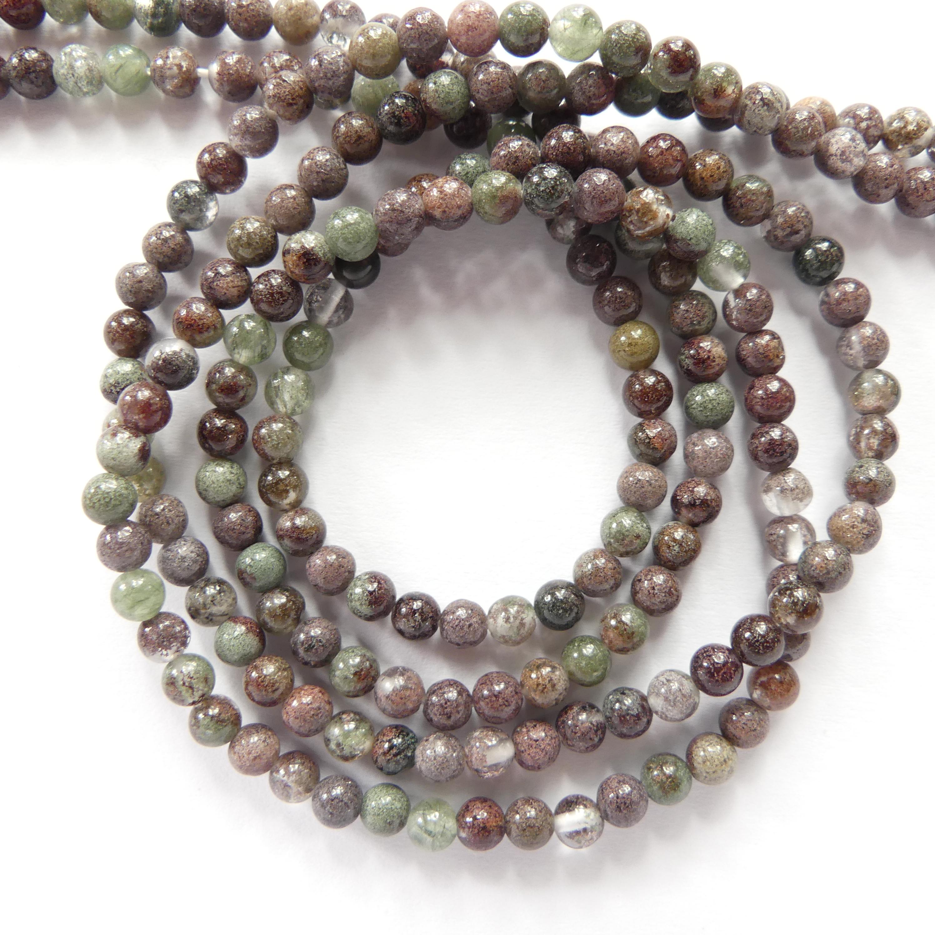 3mm Lodolite Beads Smooth Genuine Beads 15" Ghost Quartz Gemstone Beads for DIY Jewelry Making Crafter Gift