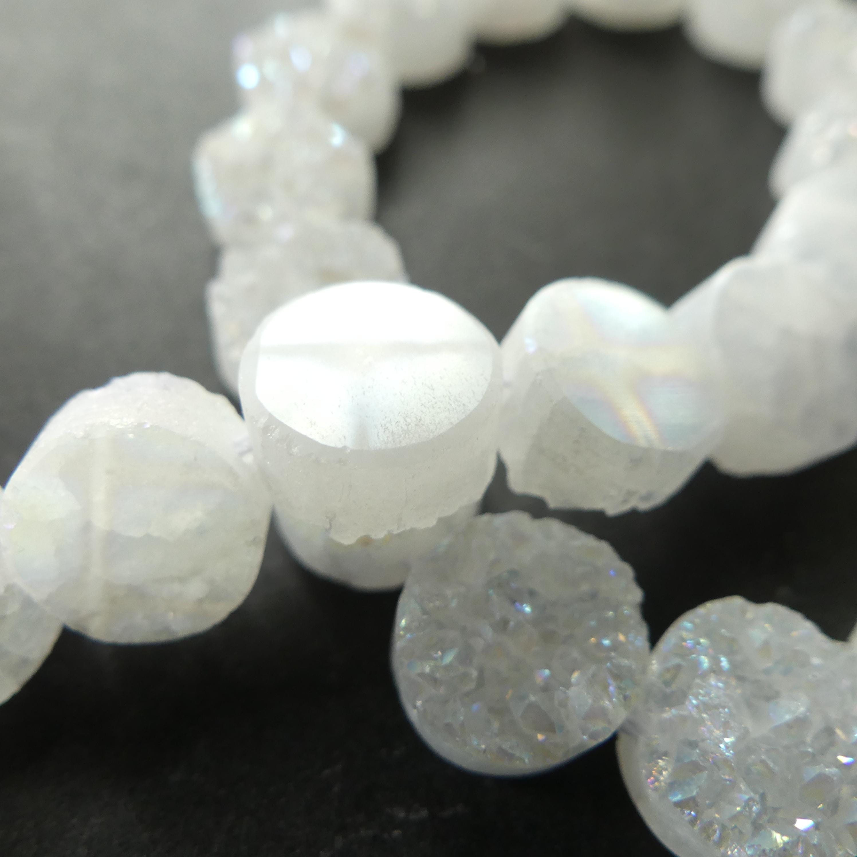 10mm Druzy Agate Beads 7.5" Round Druzy Beads Sparkly Square Druzy Beads for Jewelry Making Beading Craft Gift