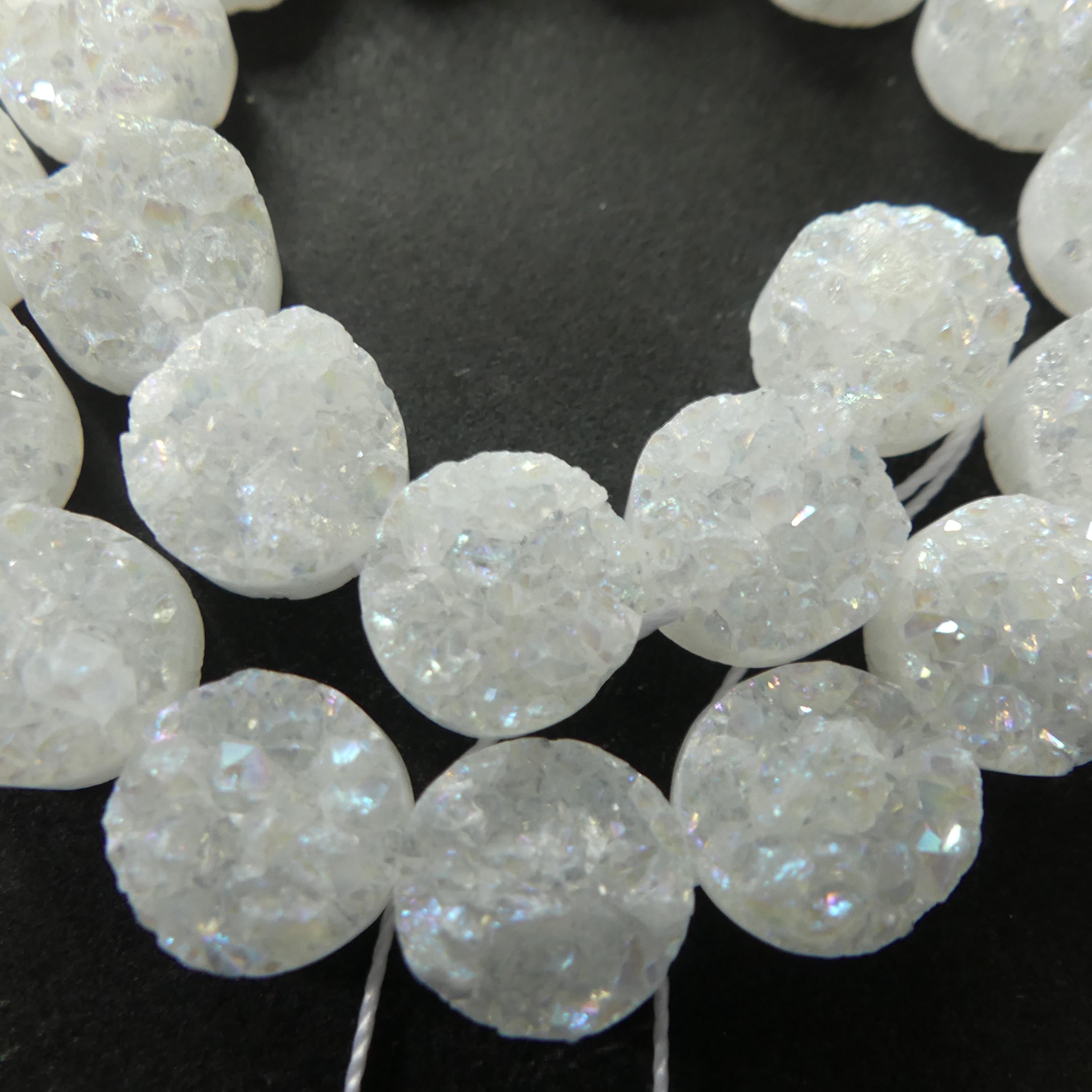 10mm Druzy Agate Beads 7.5" Round Druzy Beads Sparkly Square Druzy Beads for Jewelry Making Beading Craft Gift