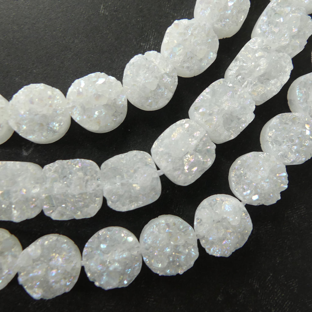 10mm Druzy Agate Beads 7.5" Round Druzy Beads Sparkly Square Druzy Beads for Jewelry Making Beading Craft Gift