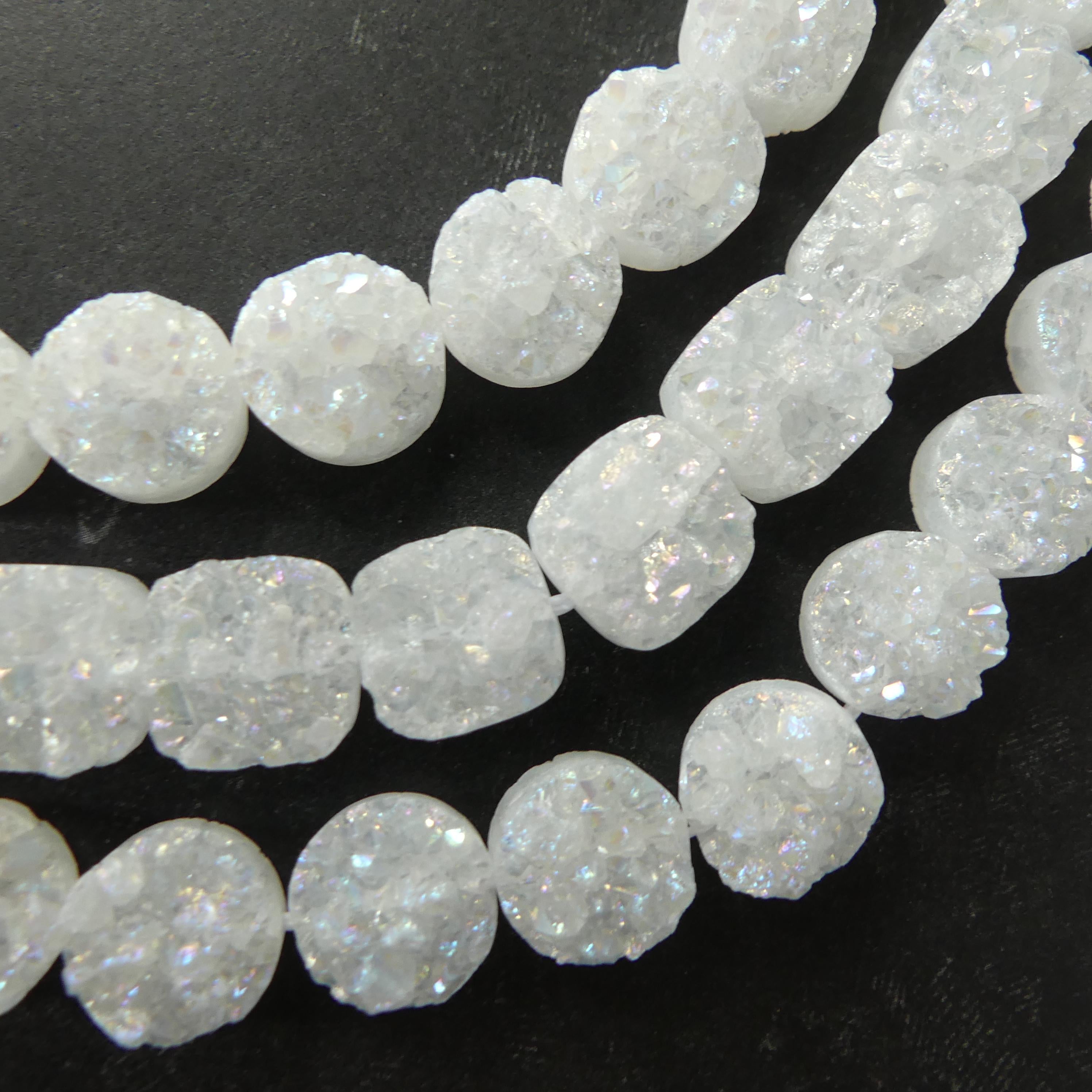 10mm Druzy Agate Beads 7.5" Round Druzy Beads Sparkly Square Druzy Beads for Jewelry Making Beading Craft Gift