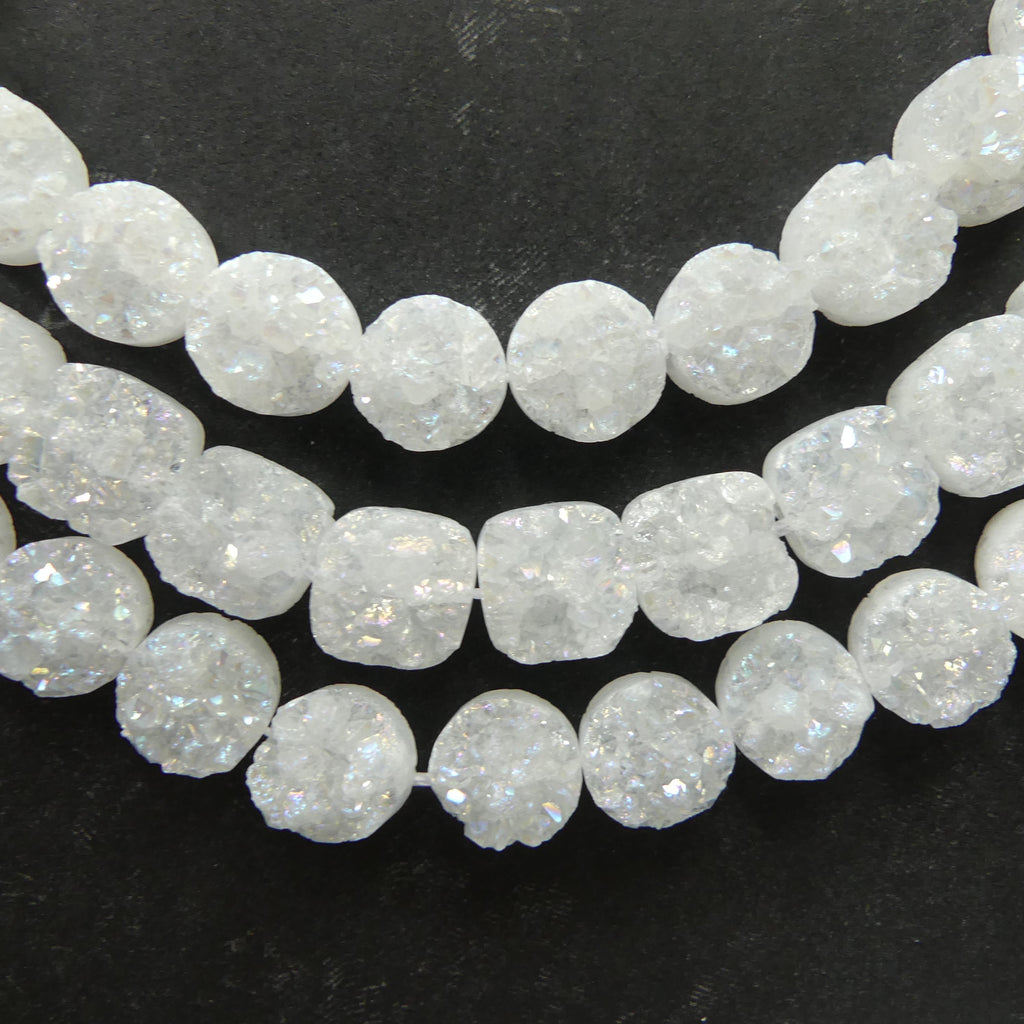10mm Druzy Agate Beads 7.5" Round Druzy Beads Sparkly Square Druzy Beads for Jewelry Making Beading Craft Gift