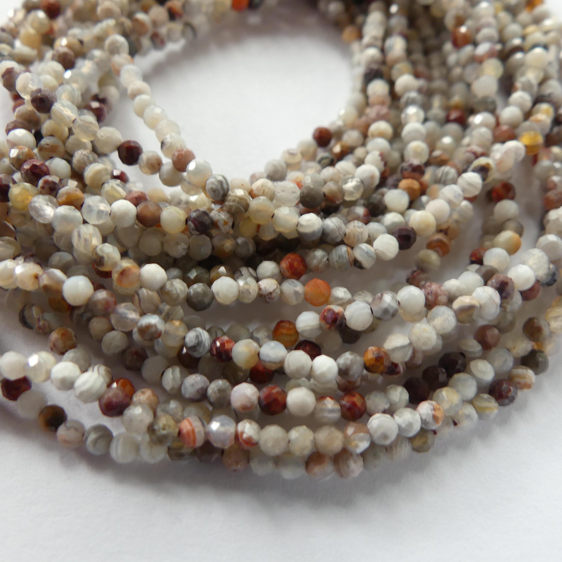 2mm Mexican Laguna Agate Beads Faceted Genuine Tiny Agate Beads 15" Gemstone Beads for Jewelry Making Beading Gift for crafter