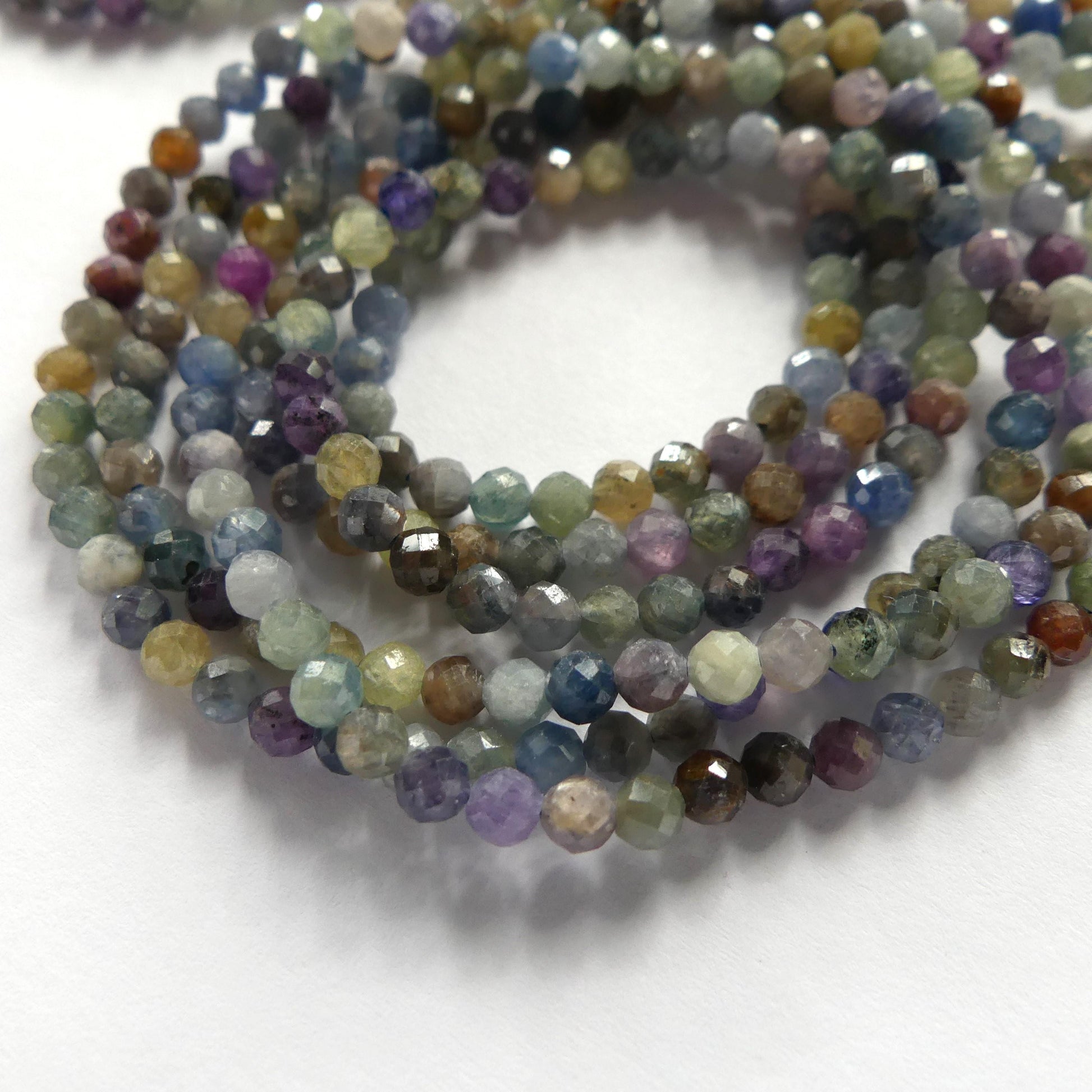 3mm Multi Sapphire Beads Faceted 15" Raw Colorful Sapphire Genuine Gemstone Beads Jewelry Making Beading Craft Gift September Birthstone