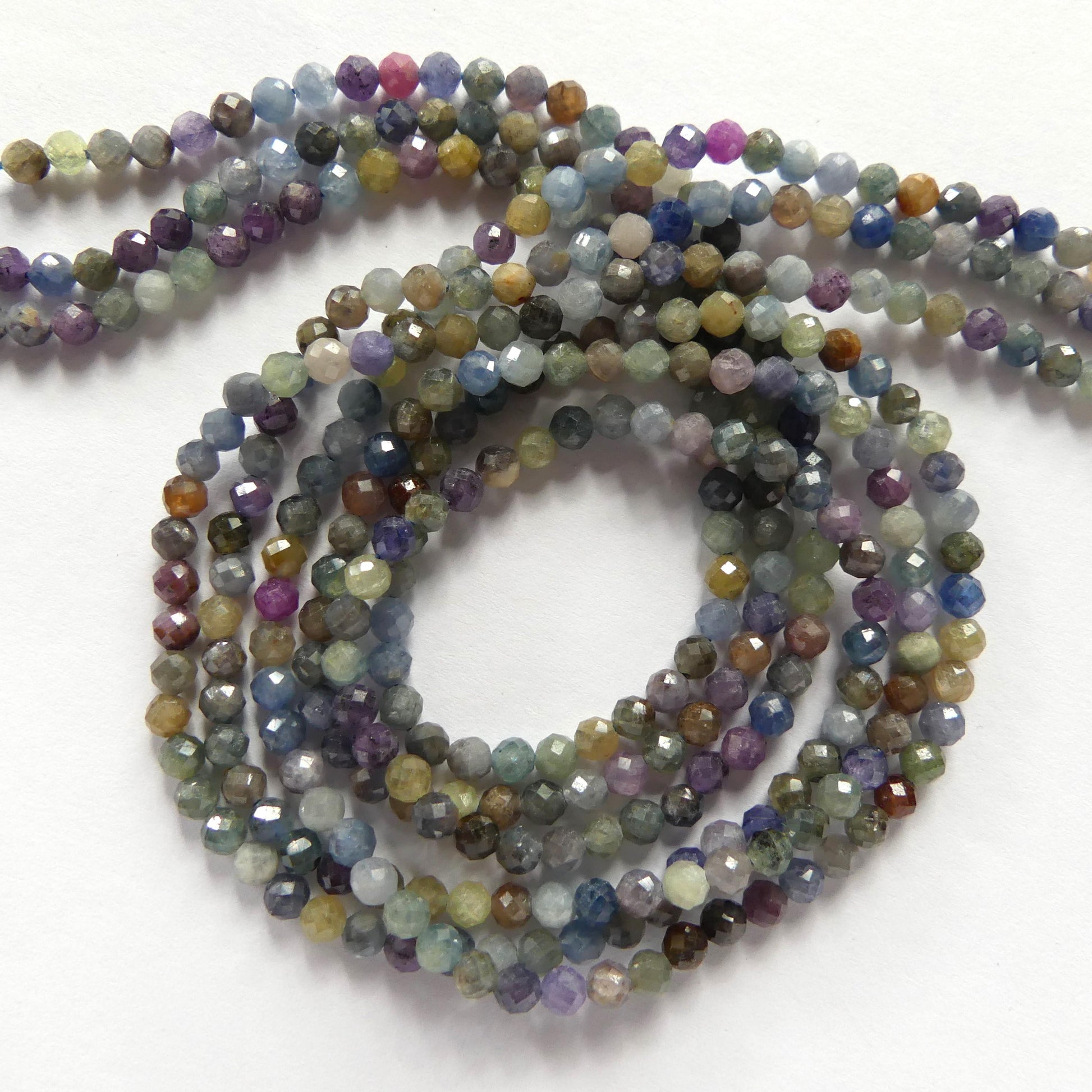 3mm Multi Sapphire Beads Faceted 15" Raw Colorful Sapphire Genuine Gemstone Beads Jewelry Making Beading Craft Gift September Birthstone