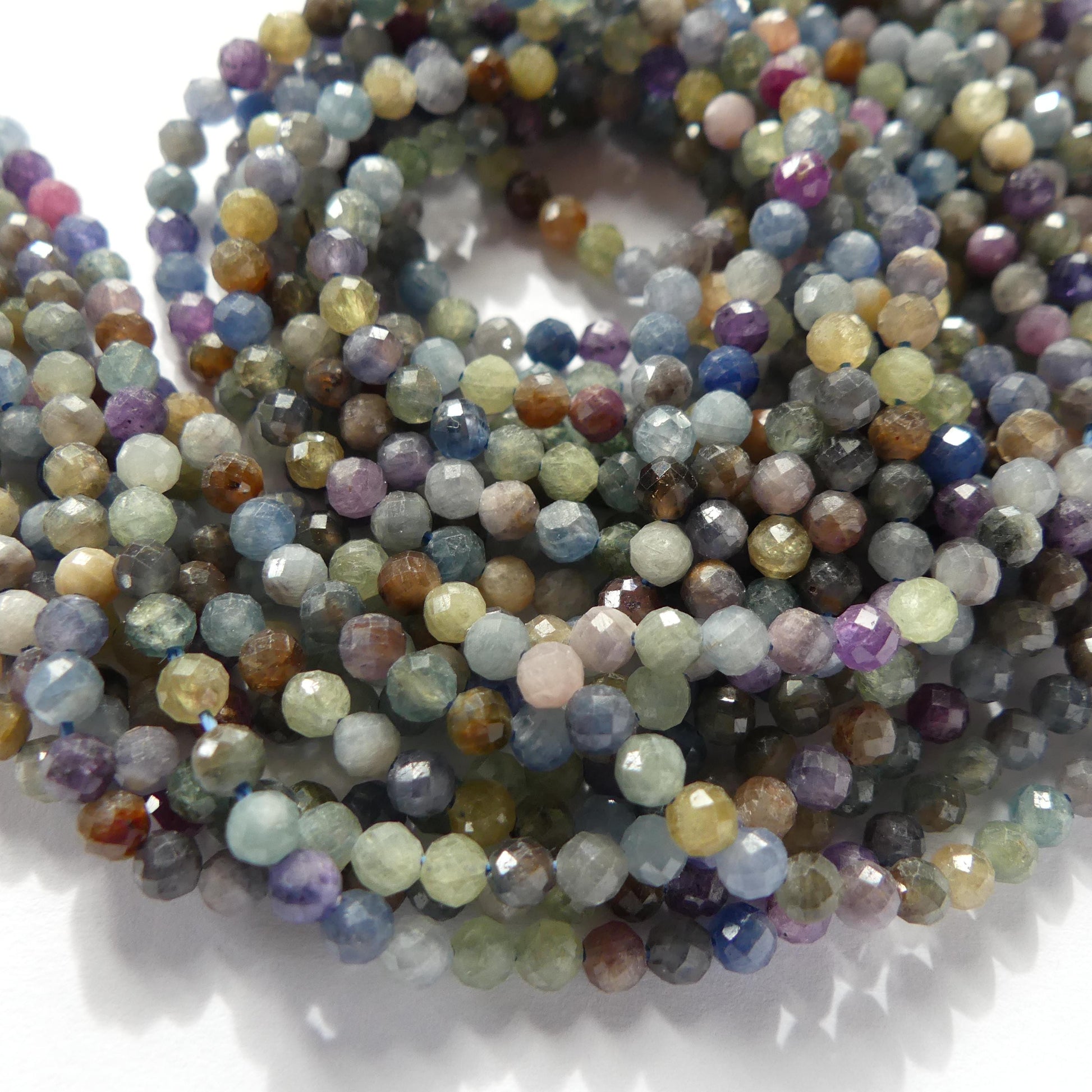 3mm Multi Sapphire Beads Faceted 15" Raw Colorful Sapphire Genuine Gemstone Beads Jewelry Making Beading Craft Gift September Birthstone
