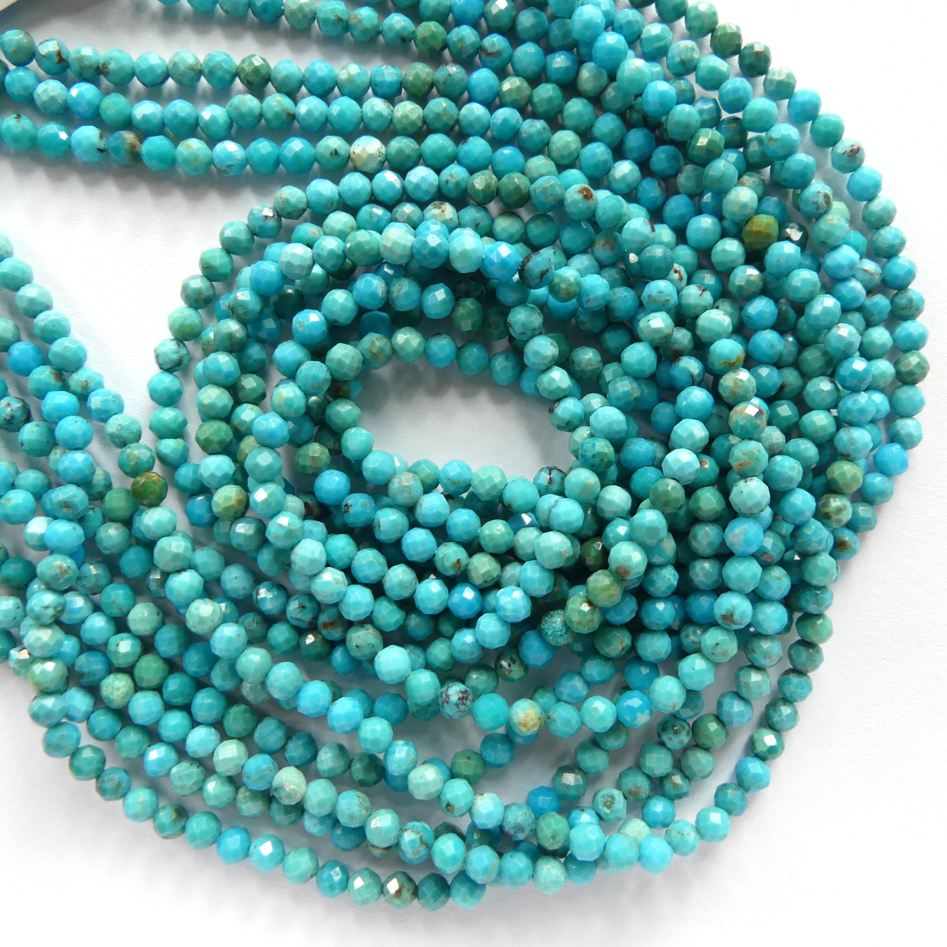 3mm AAA Arizona Turquoise Faceted Beads 15" Blue Turquoise Genuine Gemstone Beads for Jewelry Making Beading Craft Gift December Birthstone