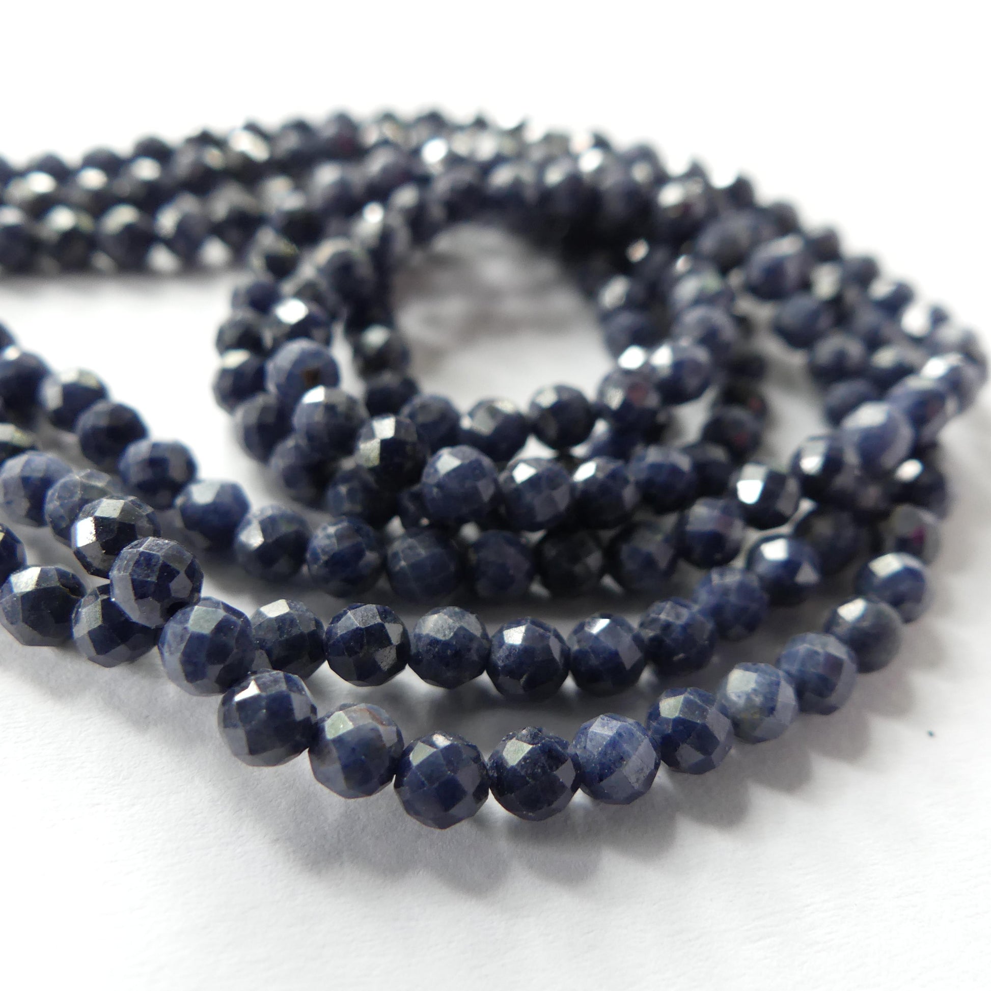 3mm Natural Sapphire Beads Dark Blue Sapphire Faceted 15" Genuine Gemstone Beads Jewelry Making Beading Craft Gift September Birthstone