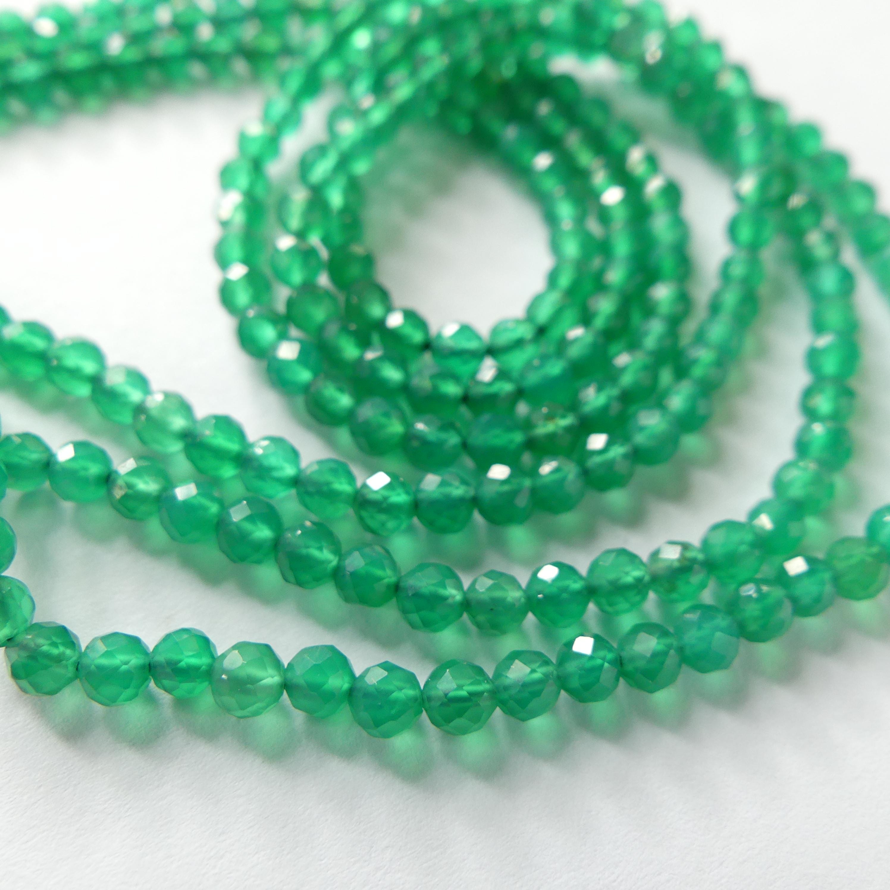 3mm Natural Green Onyx Beads Micro Faceted Beads 13" Natural Onyx Gemstone Beads Beading Crafter Gift DIY jewelry