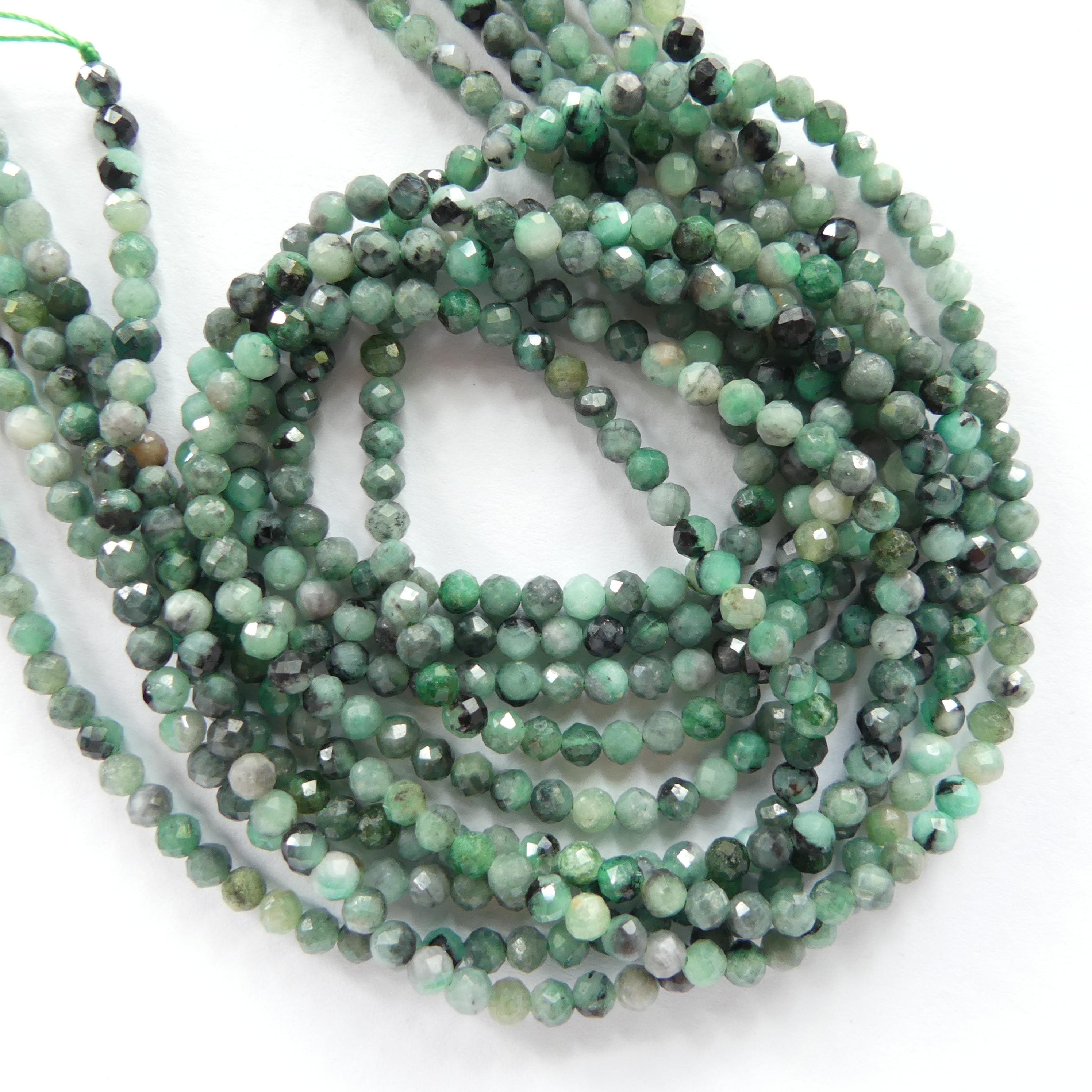 3mm Natural Emerald Beads Faceted 15" Raw Emerald Genuine Gemstone Beads Genuine Emerald Jewelry Making Beading Craft Gift May Birthstone