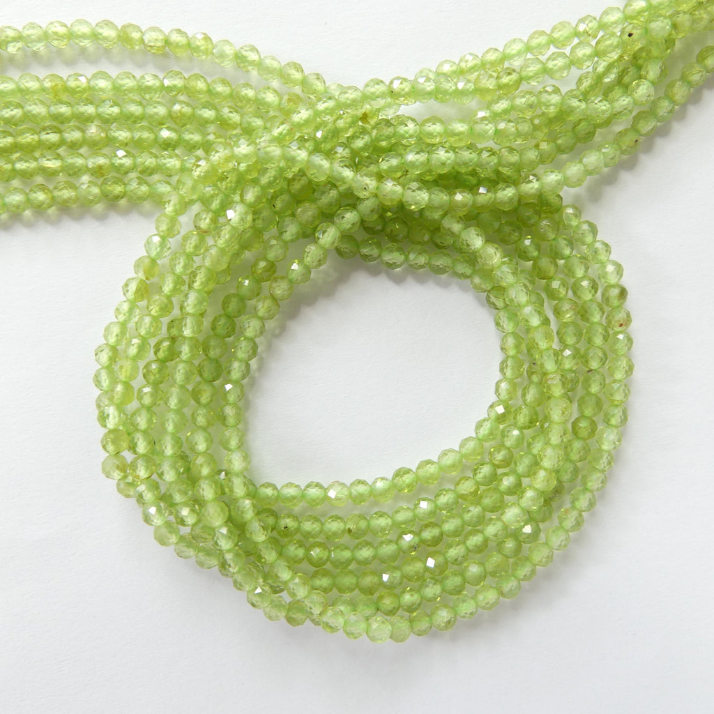 3mm Peridot Faceted Beads 15" Transparent Green Gemstone Beads for Jewelry Making Beading Craft Gift August Birthstone Beads