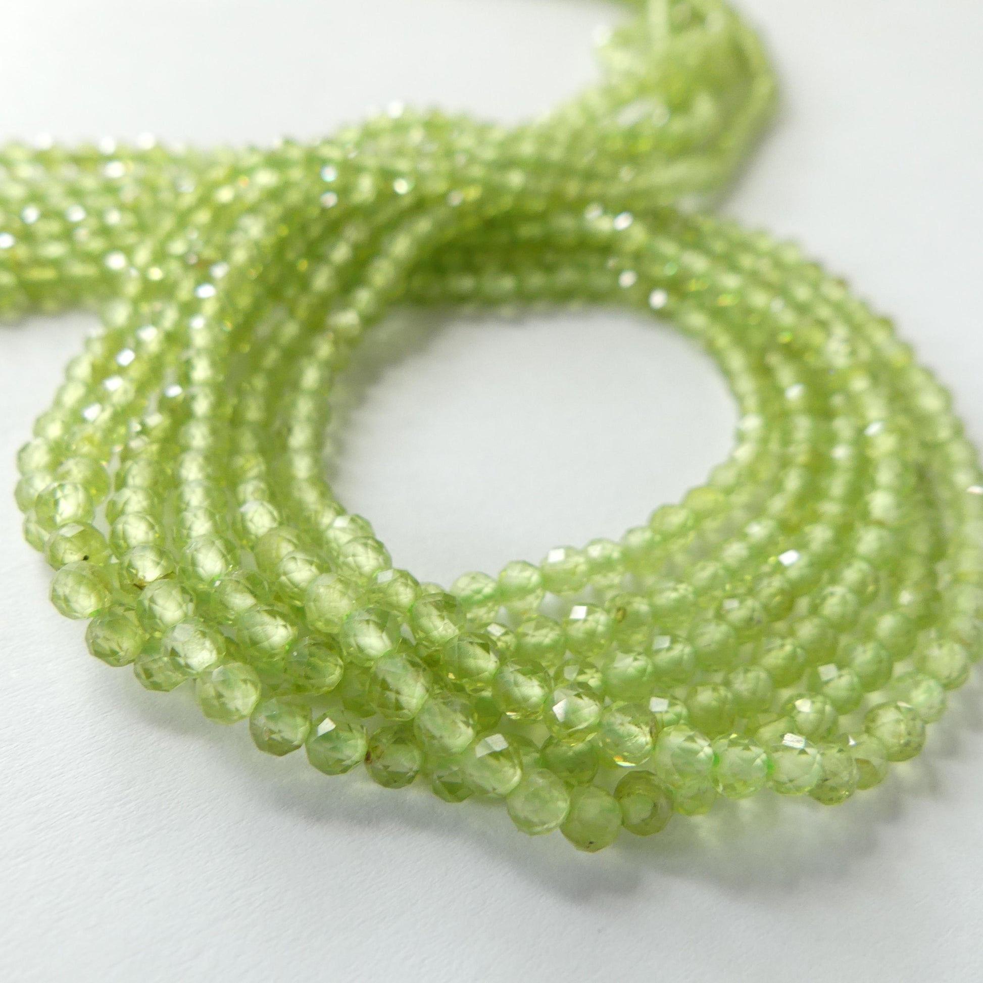 3mm Peridot Faceted Beads 15" Transparent Green Gemstone Beads for Jewelry Making Beading Craft Gift August Birthstone Beads