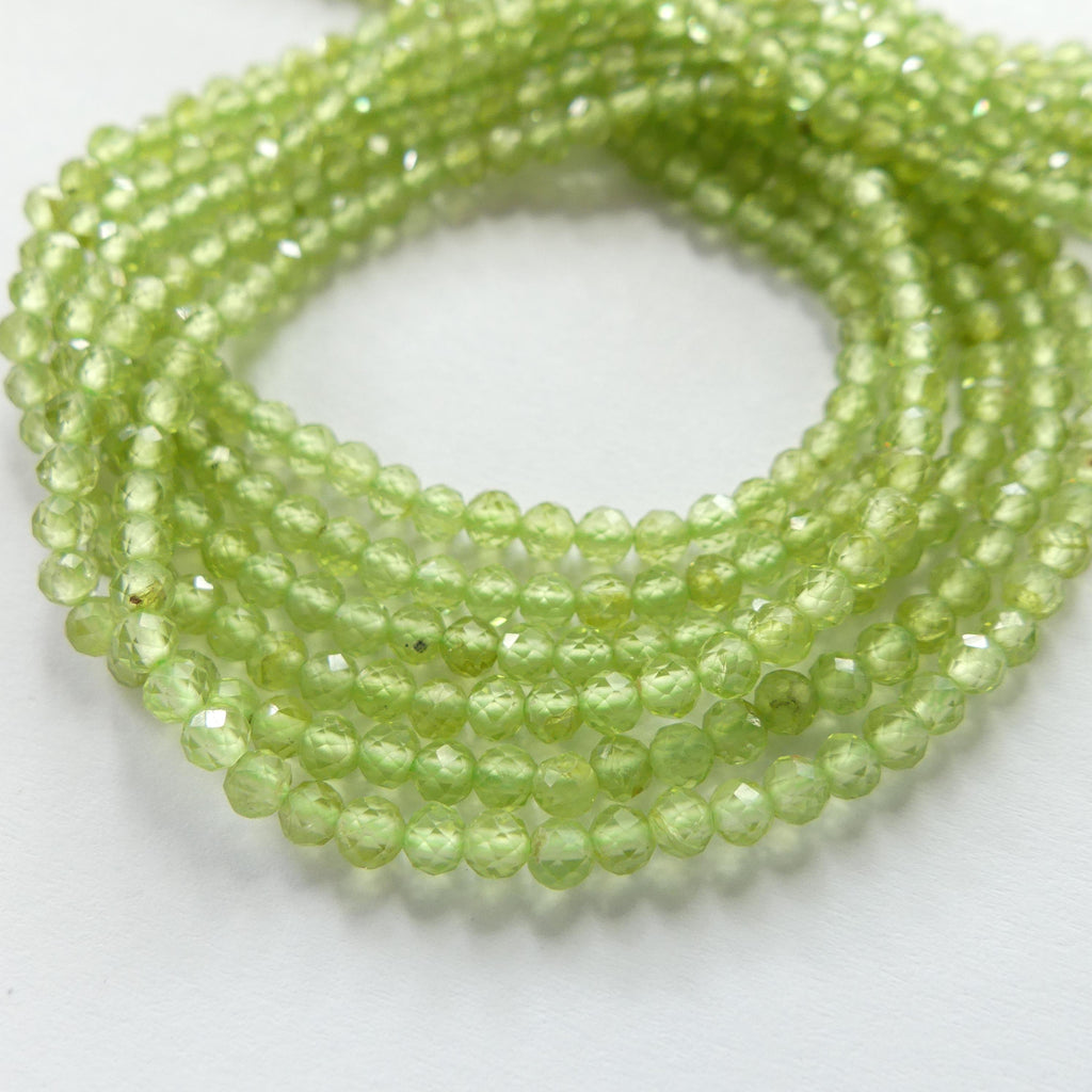 3mm Peridot Faceted Beads 15" Transparent Green Gemstone Beads for Jewelry Making Beading Craft Gift August Birthstone Beads