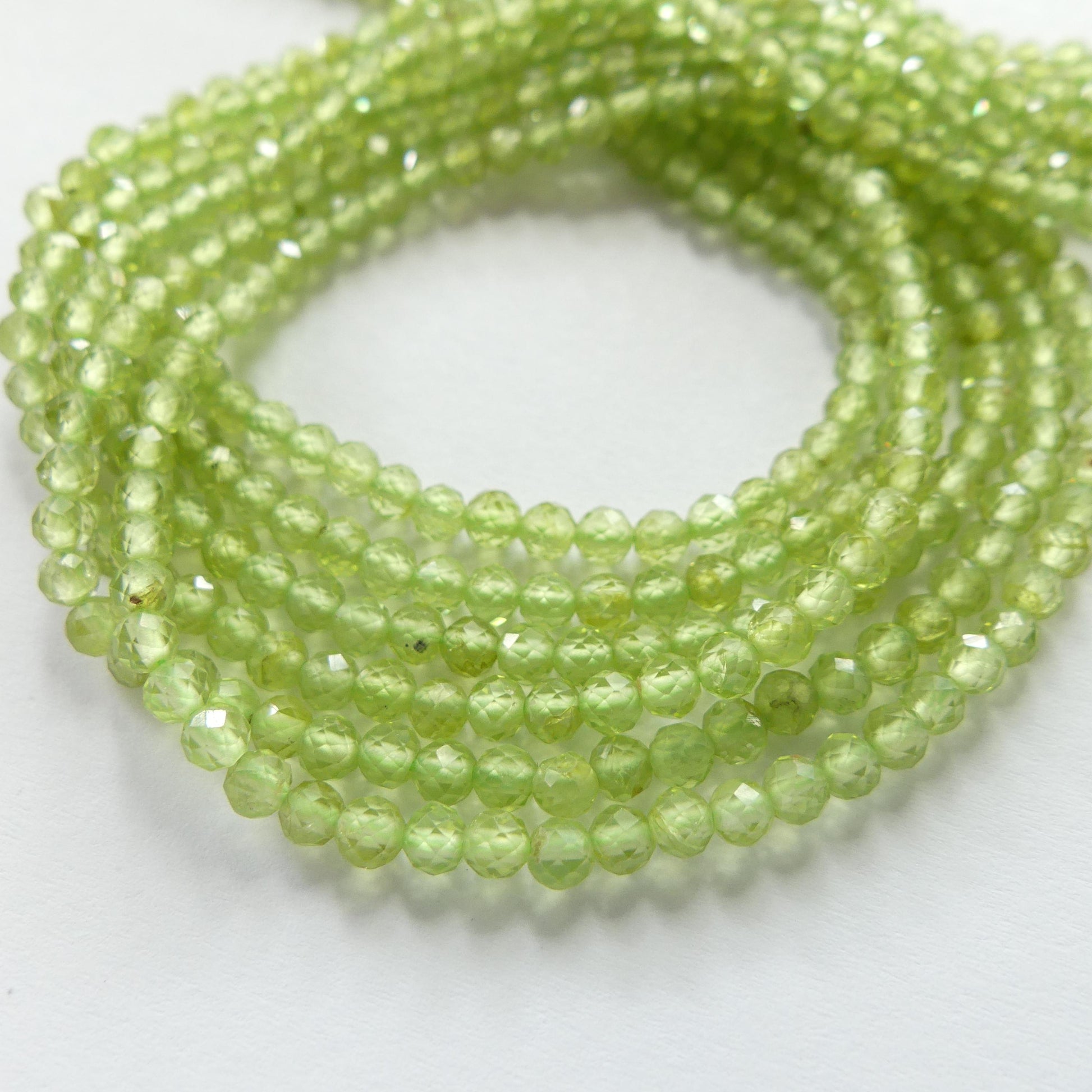 3mm Peridot Faceted Beads 15" Transparent Green Gemstone Beads for Jewelry Making Beading Craft Gift August Birthstone Beads