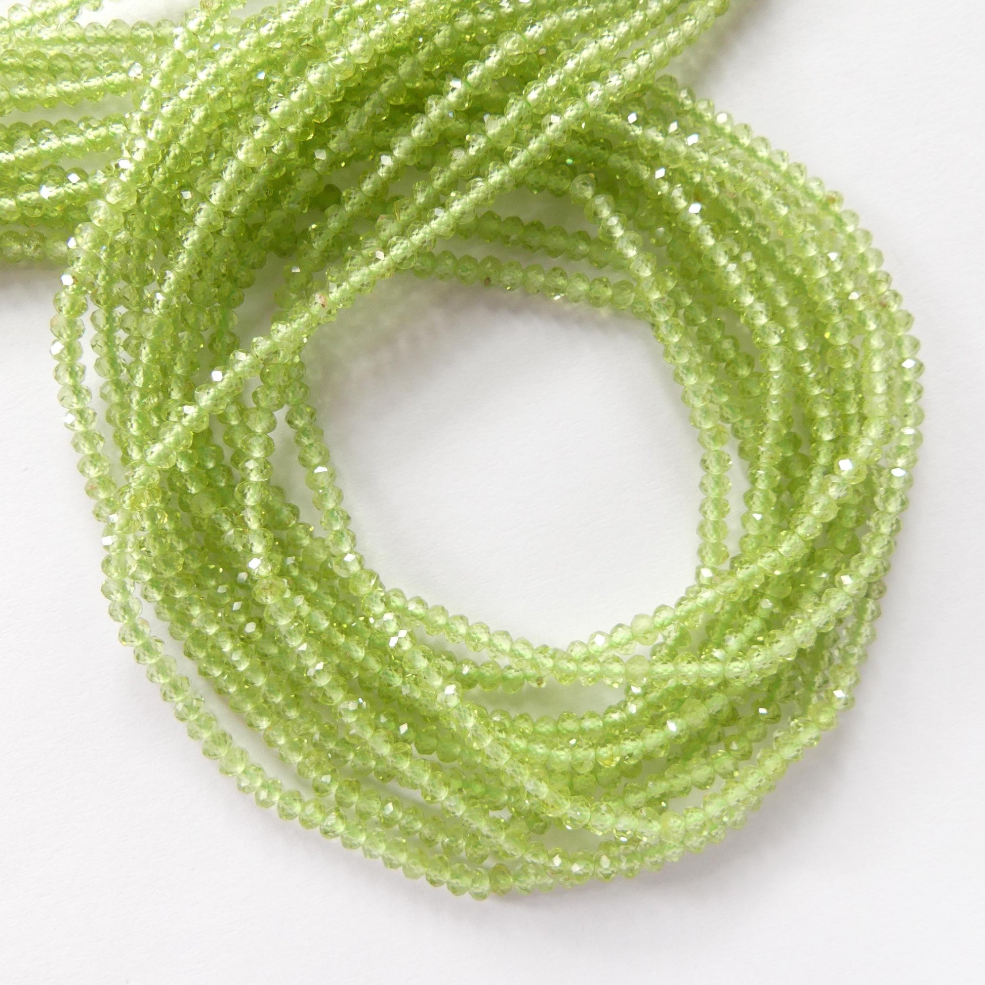 3mm AAA Peridot Faceted Rondel Beads 15" Transparent Green Gemstone Beads for Jewelry Making Beading Craft Gift August Birthstone Beads