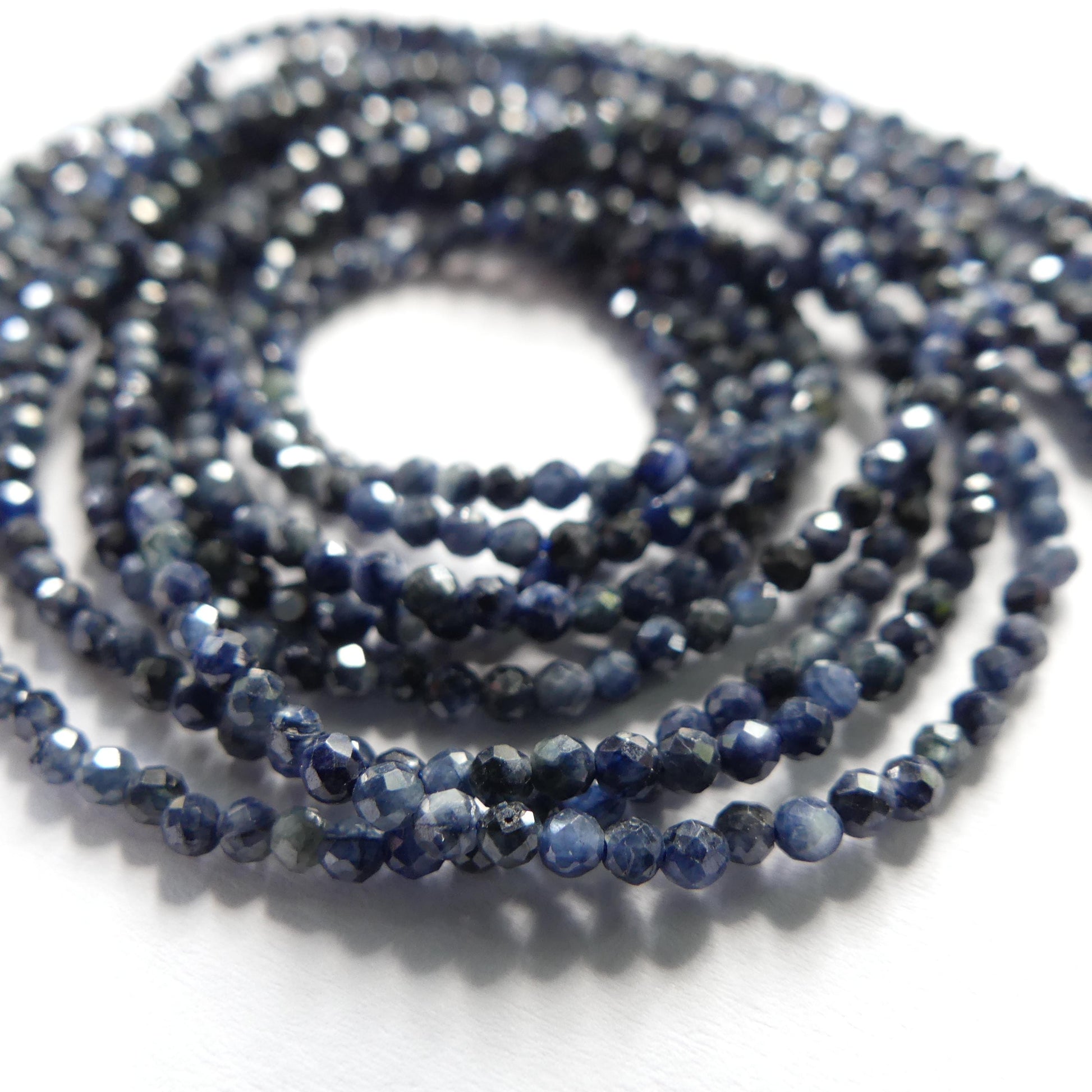 2mm AAA Sapphire Beads Faceted 15" Genuine Dark Blue Sapphire Gemstone Beads Jewelry Making Beading Craft Gift September Birthstone