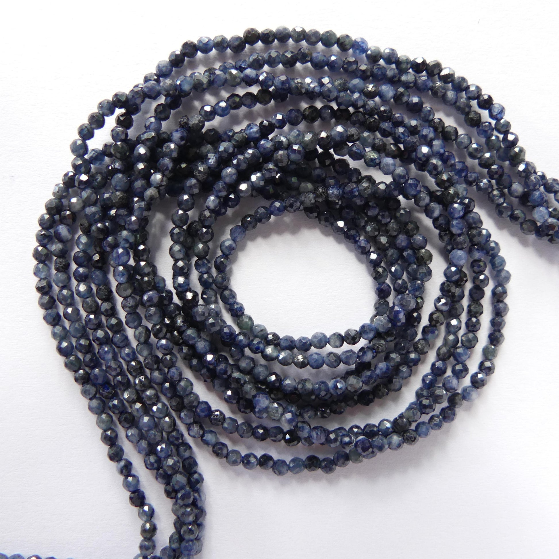2mm AAA Sapphire Beads Faceted 15" Genuine Dark Blue Sapphire Gemstone Beads Jewelry Making Beading Craft Gift September Birthstone