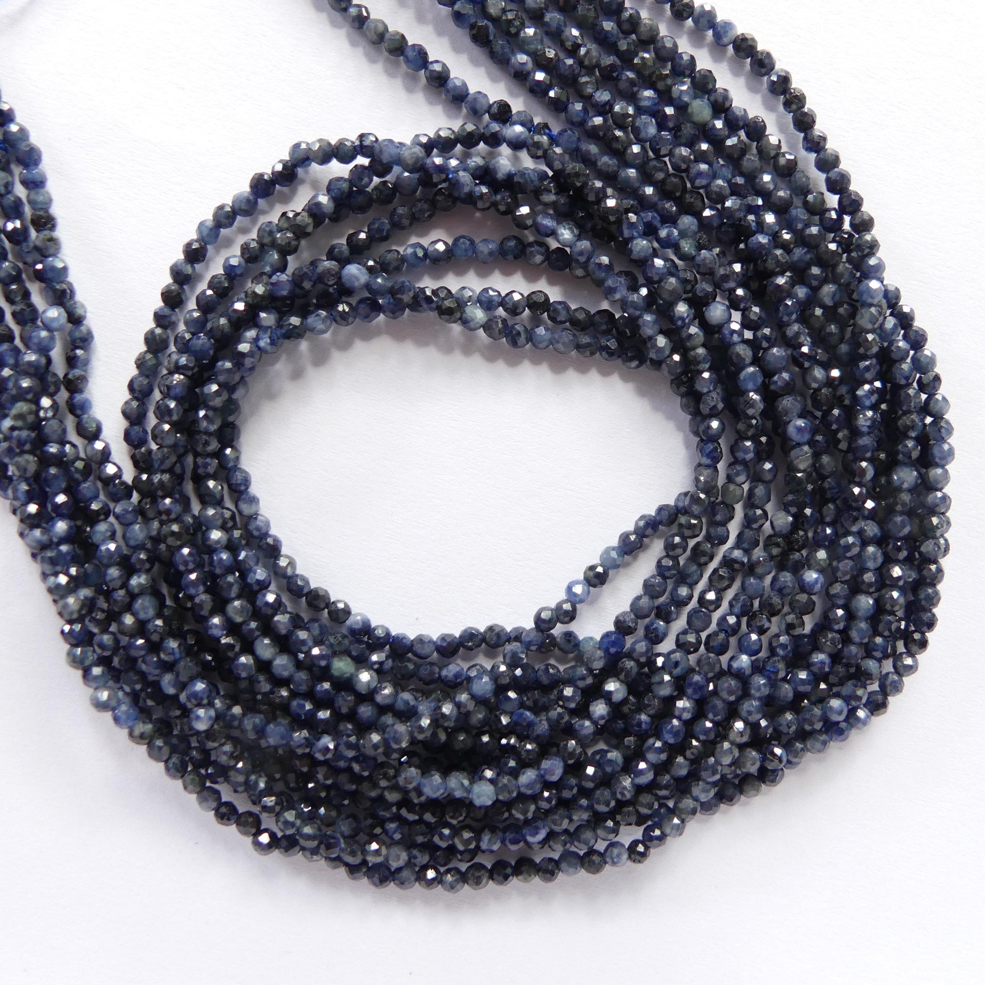 2mm AAA Sapphire Beads Faceted 15" Genuine Dark Blue Sapphire Gemstone Beads Jewelry Making Beading Craft Gift September Birthstone