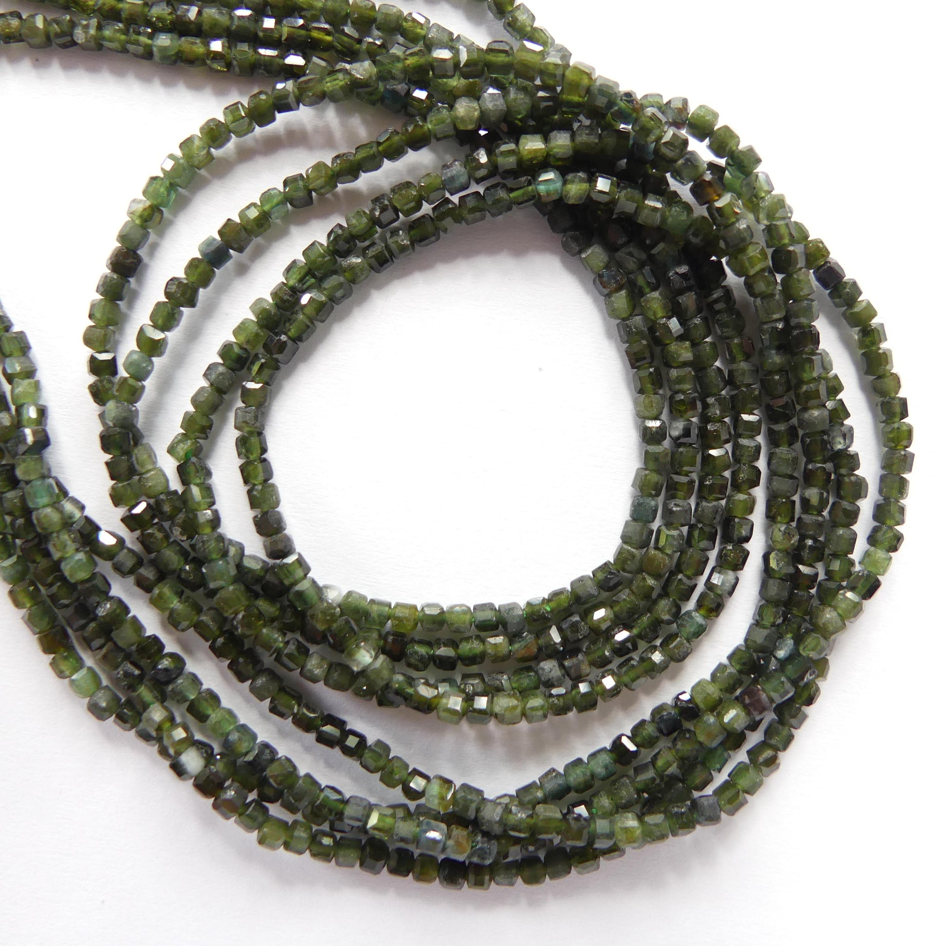2mm Green Tourmaline Faceted Cube Beads 15" Gemstone Beads for Jewelry Making Beading Gift Crafter October Birthstone