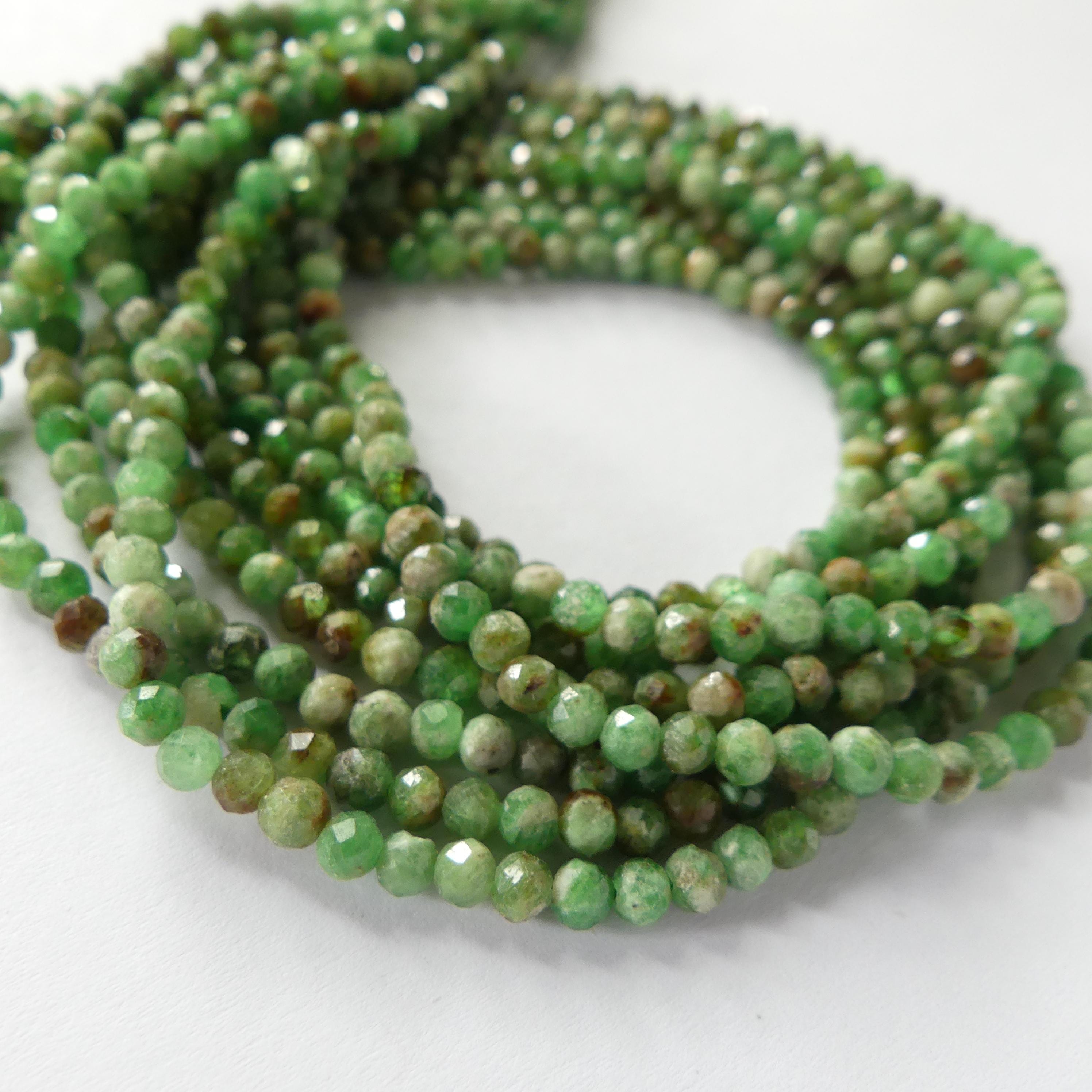 3.5mm Tsavorite Garnet Beads Faceted Beads 15" Natural Raw Tsavorite Garnet Gemstone Beads Beading Crafter Gift January Birthstone