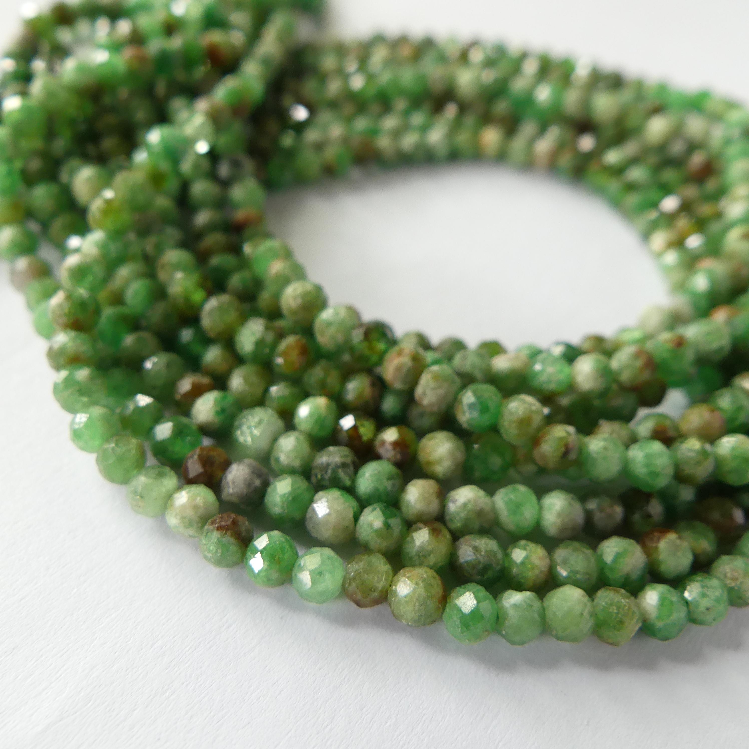 3.5mm Tsavorite Garnet Beads Faceted Beads 15" Natural Raw Tsavorite Garnet Gemstone Beads Beading Crafter Gift January Birthstone