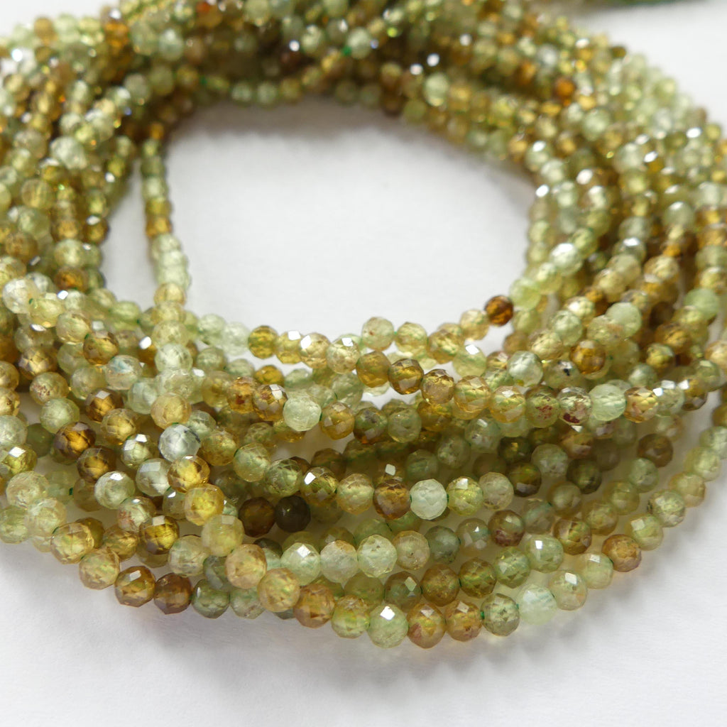 3mm AAA Grossularite Garnet Beads Faceted Green Garnet Beads 15" Natural Garnet Gemstone Beads Beading Crafter Gift DIY Jewelry